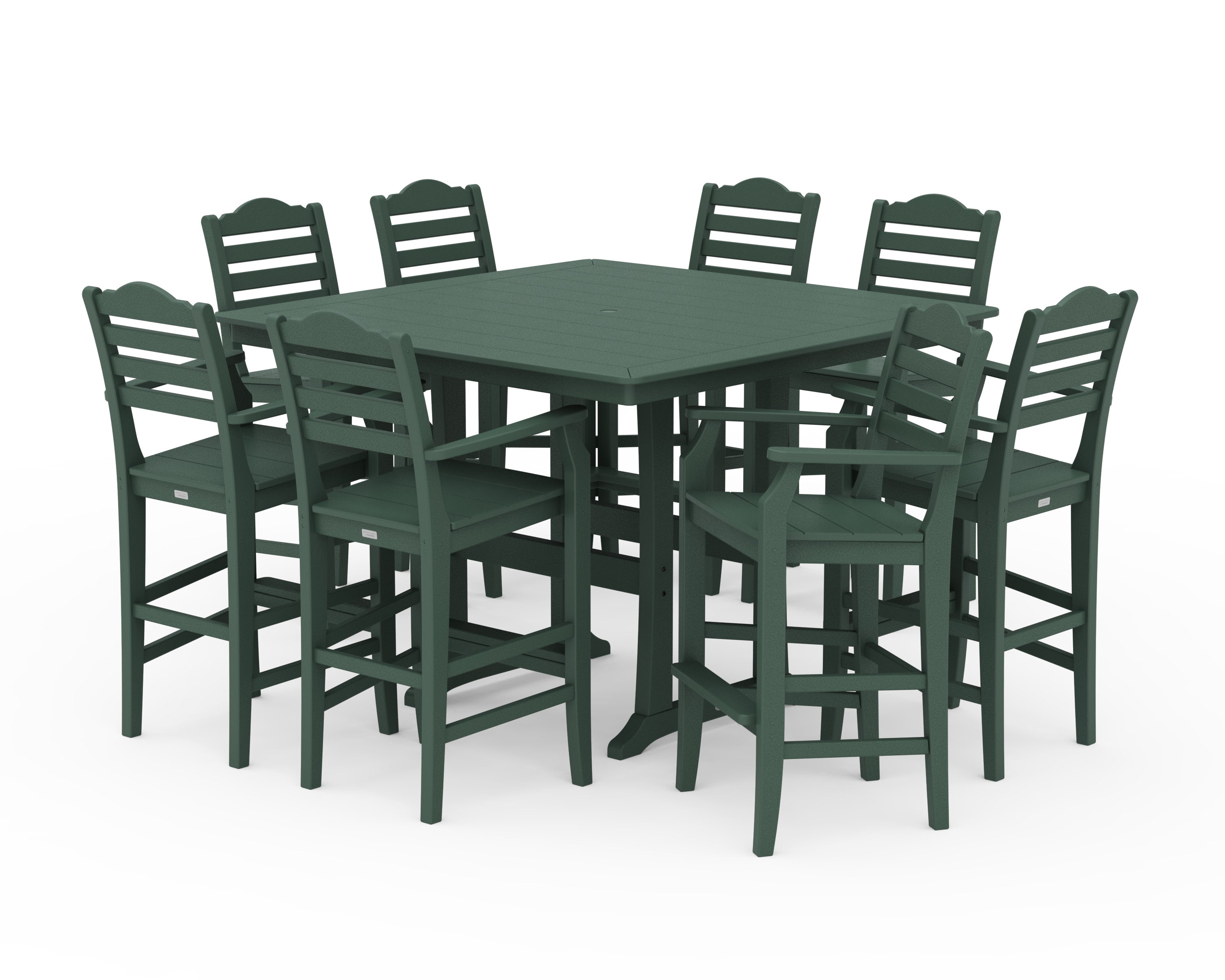 Savannah 9-Piece Square Bar Set with Trestle Legs in Green