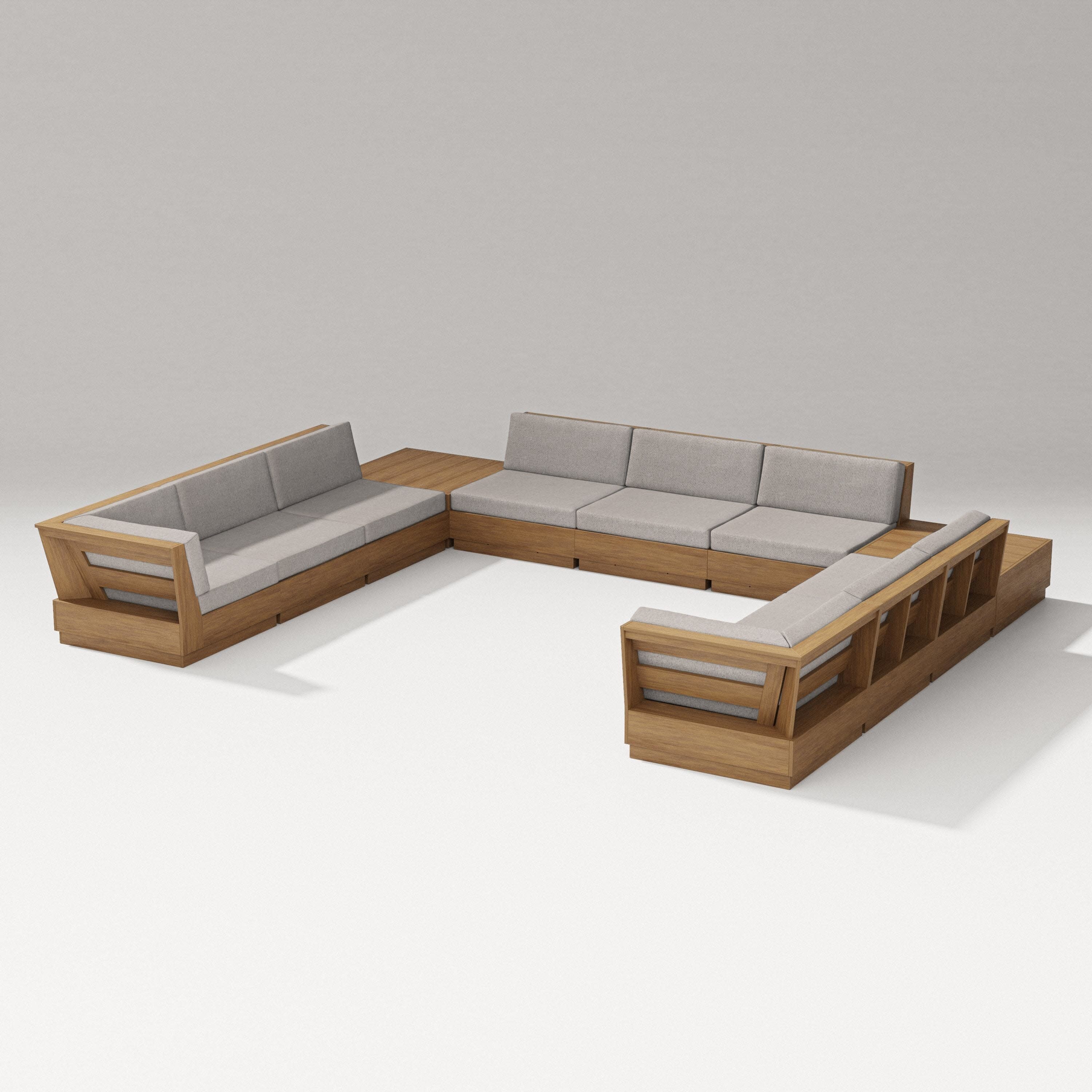 Elevate 11-Piece U-Shaped Sofa Sectional in Natural / Weathered Tweed