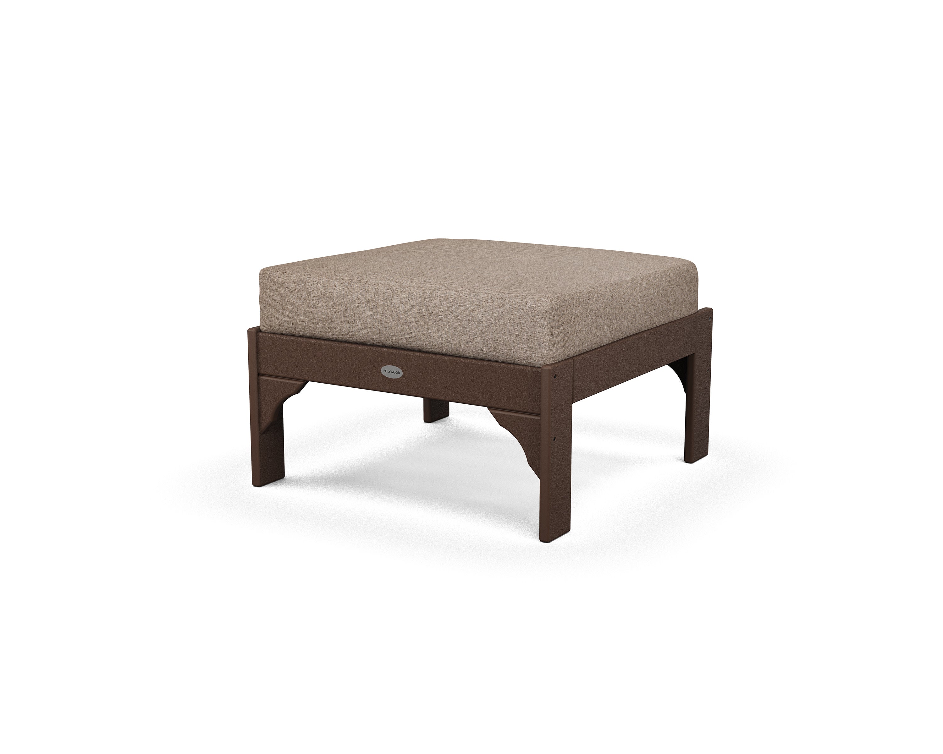 Vineyard Deep Seating Ottoman in Mahogany / Spiced Burlap