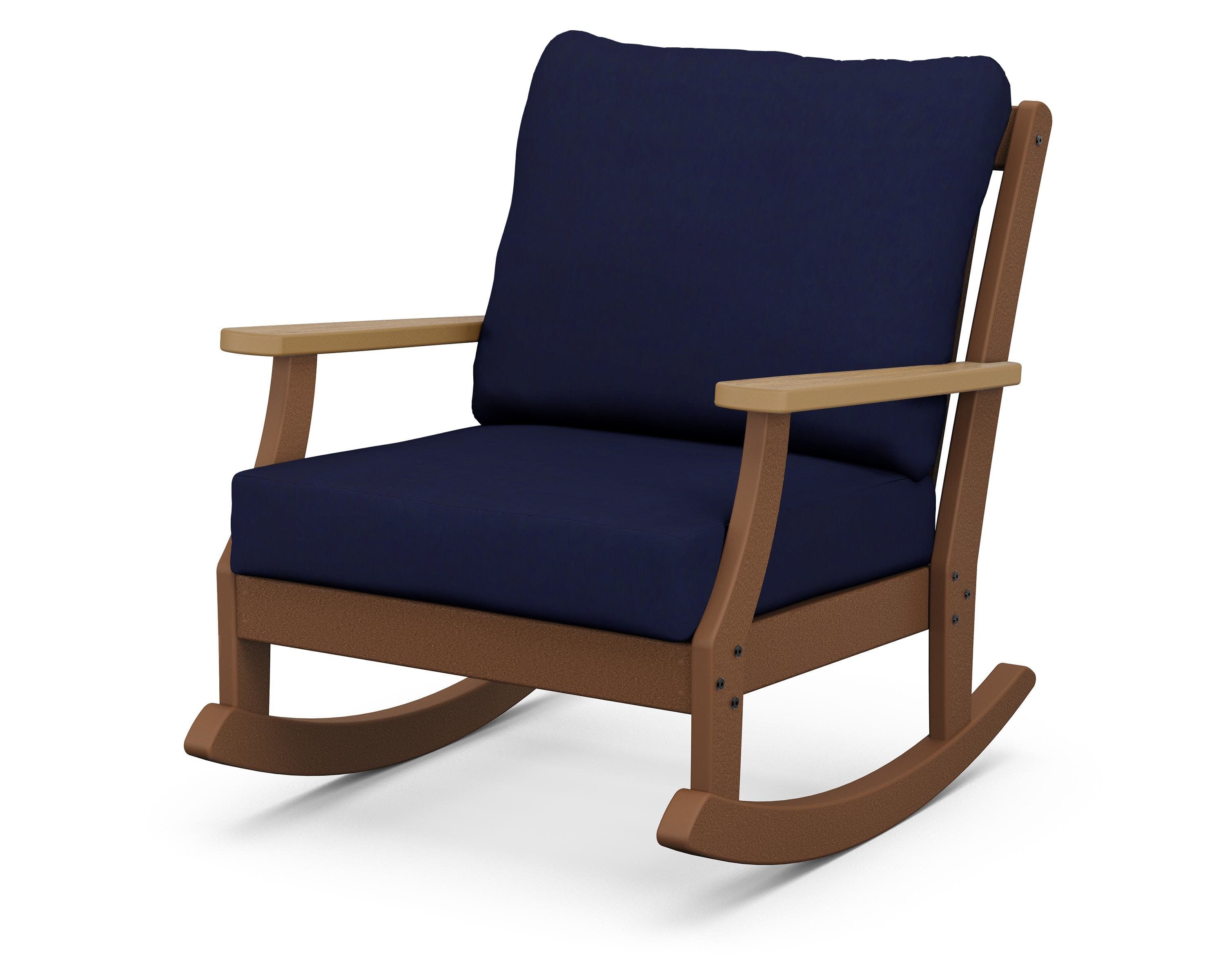 Braxton Deep Seating Rocking Chair in Teak / Natural / Navy