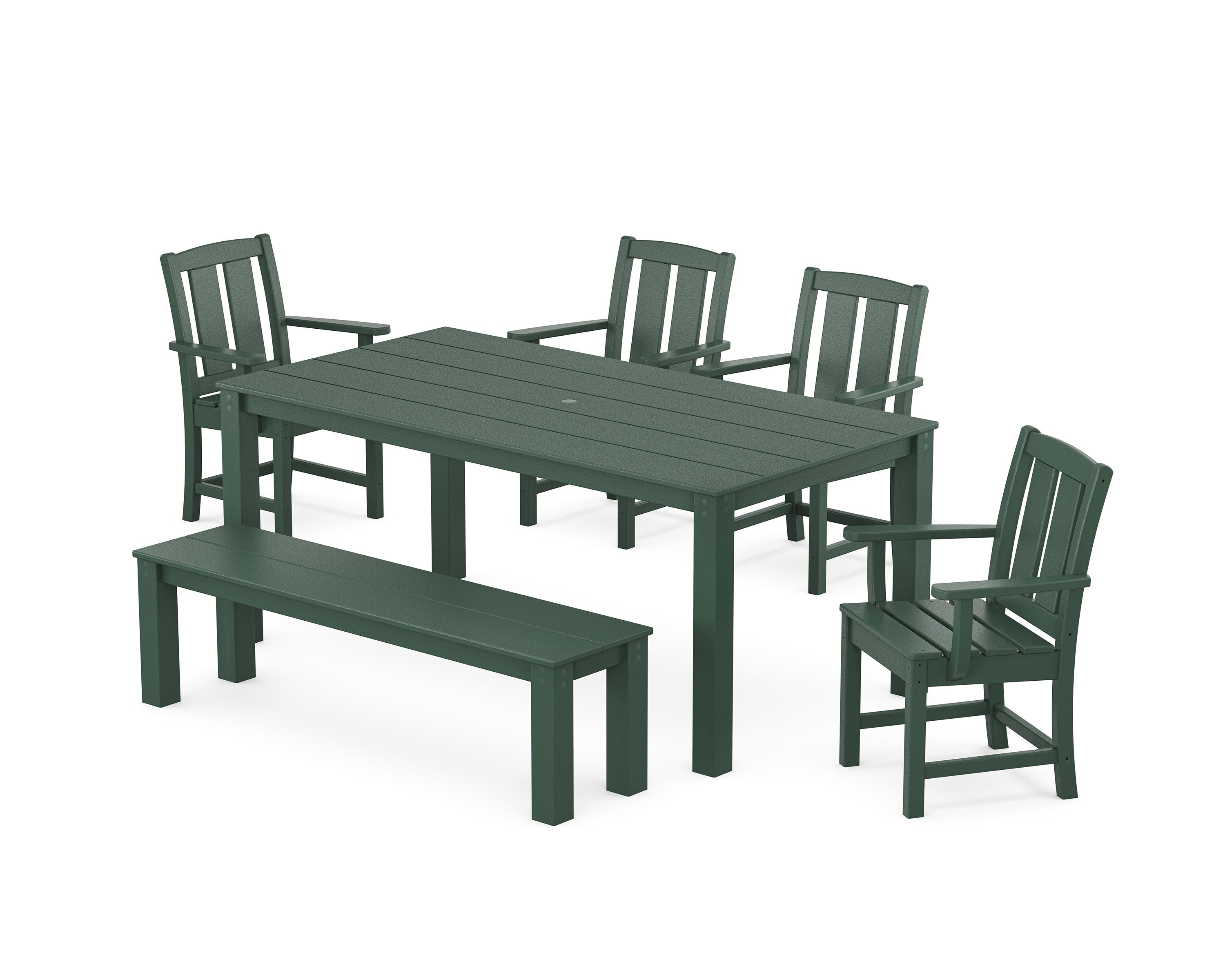 Mission 6-Piece Parsons Dining Set with Bench in Green
