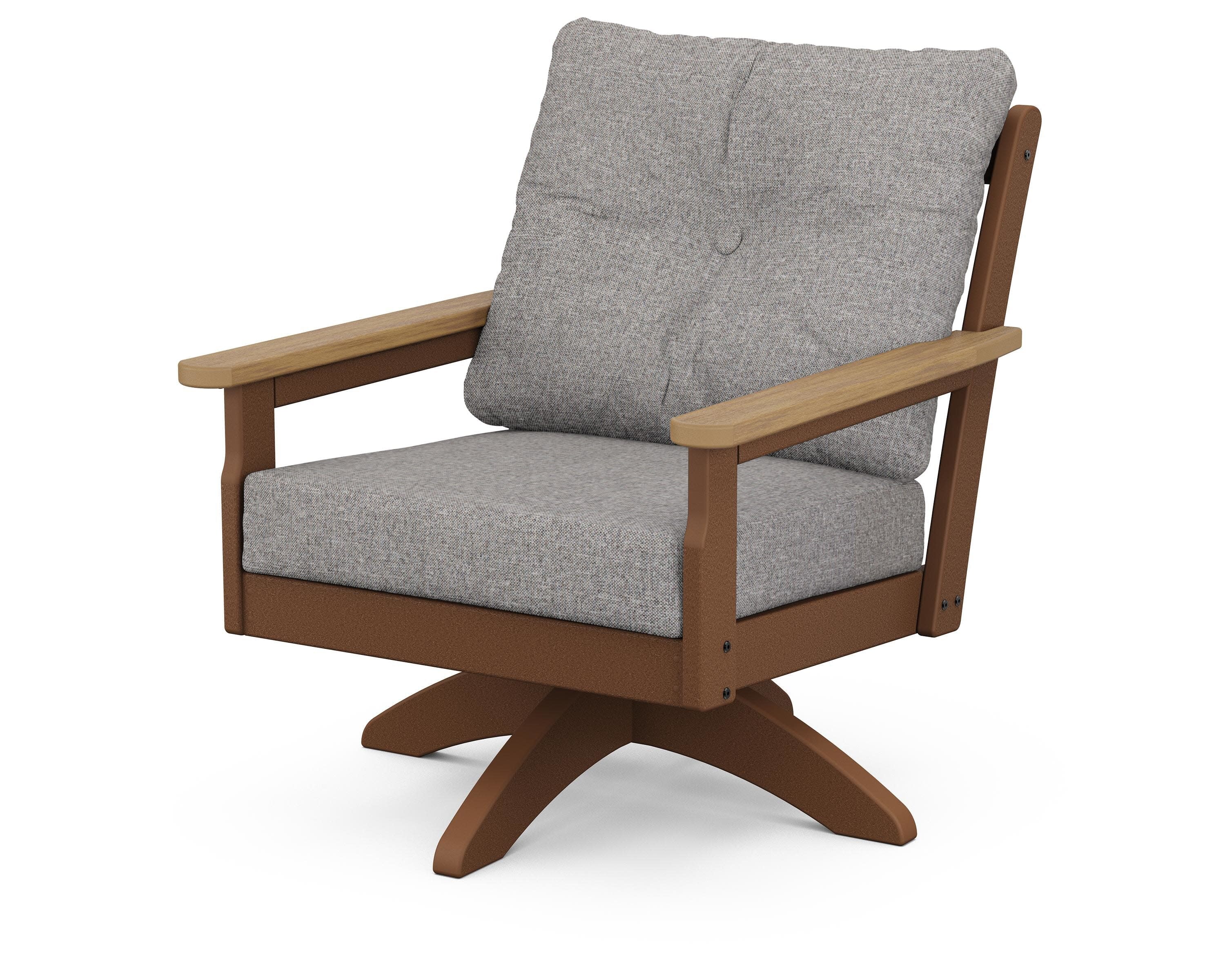Vineyard Deep Seating Swivel Chair in Teak / Natural / Grey Mist