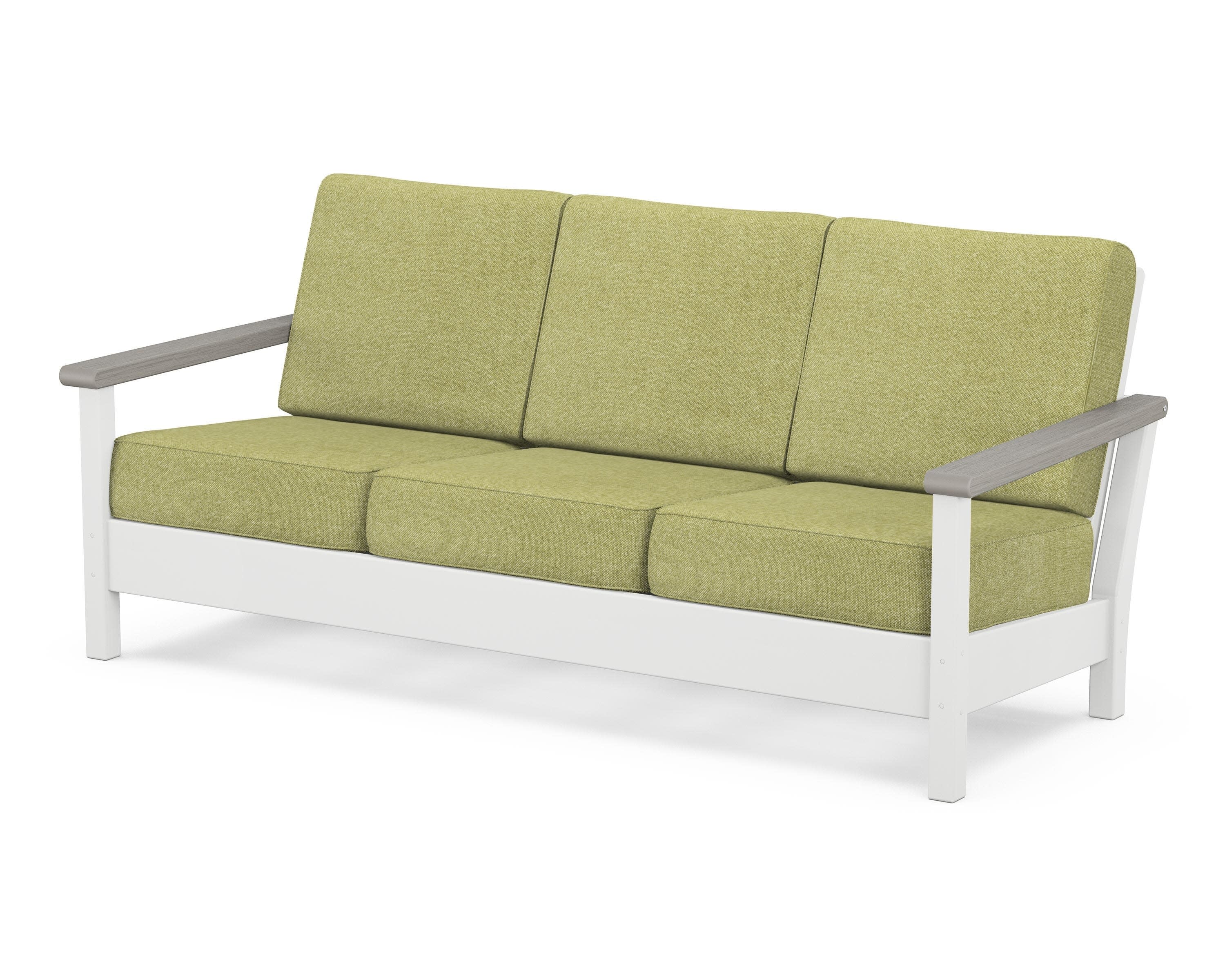 Harbour Deep Seating Sofa in White / Driftwood / Chartreuse Boucle