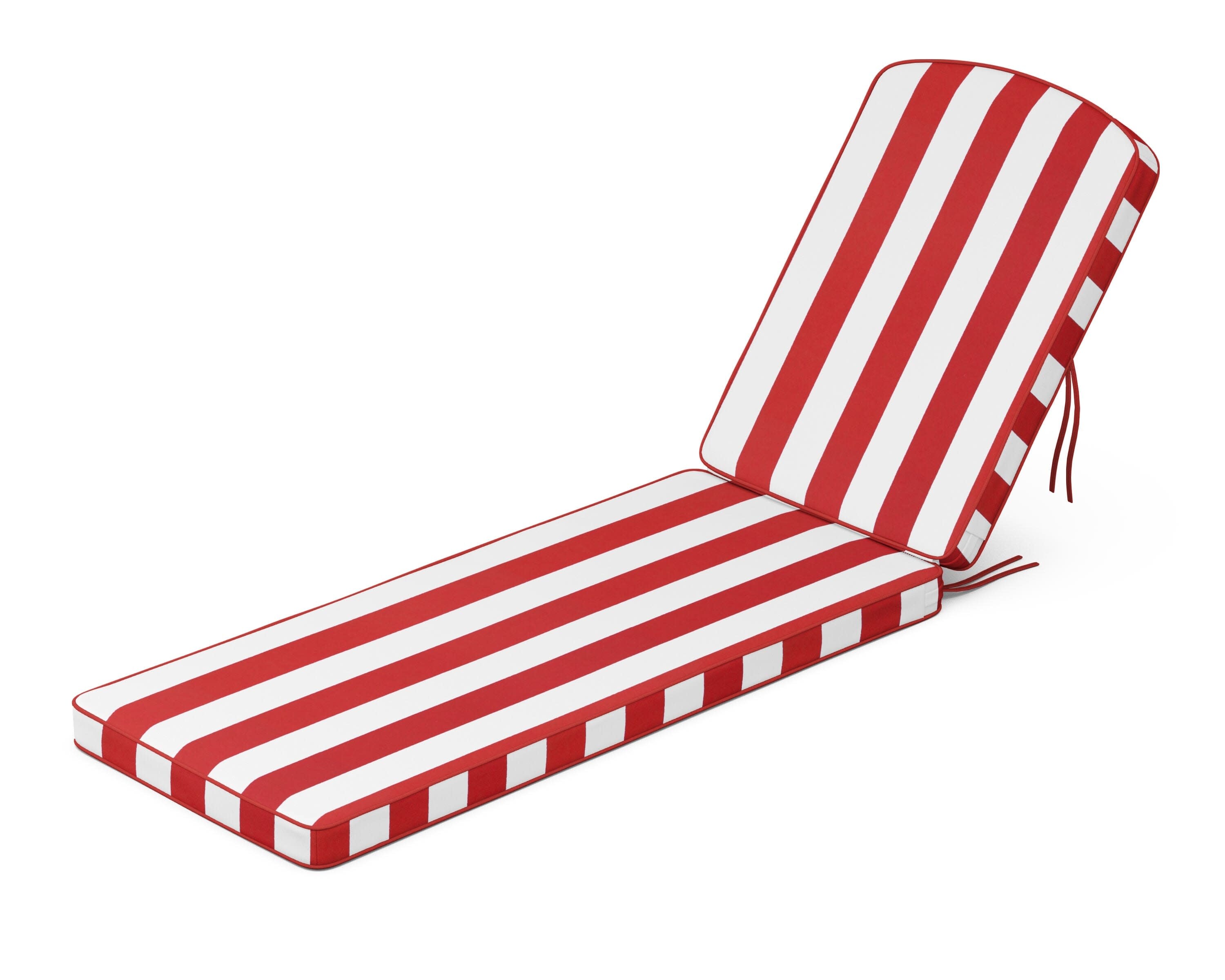 Chinoiserie Chaise Cushion in Cabana Stripe Crimson