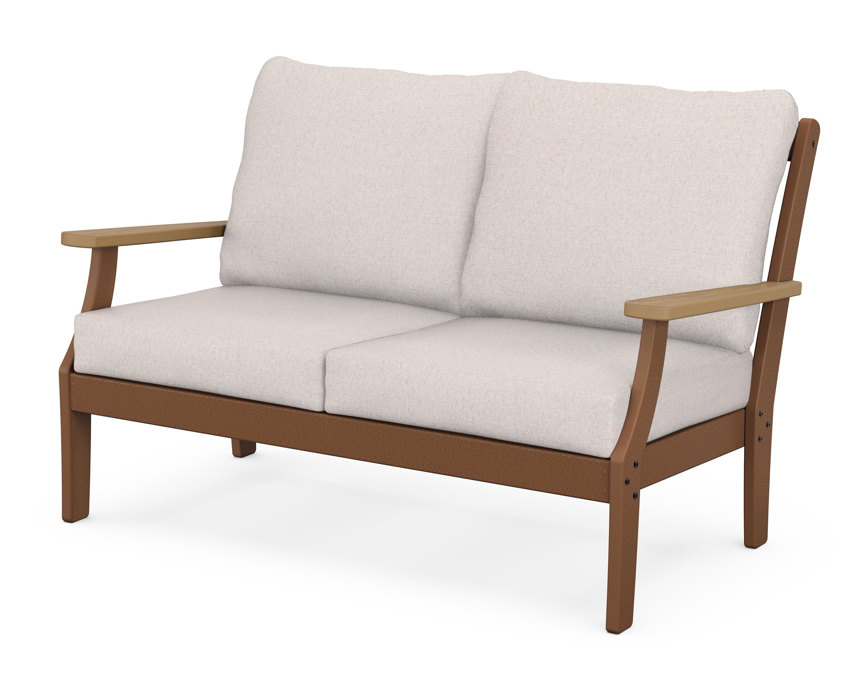 Braxton Deep Seating Loveseat in Teak / Natural / Dune Burlap