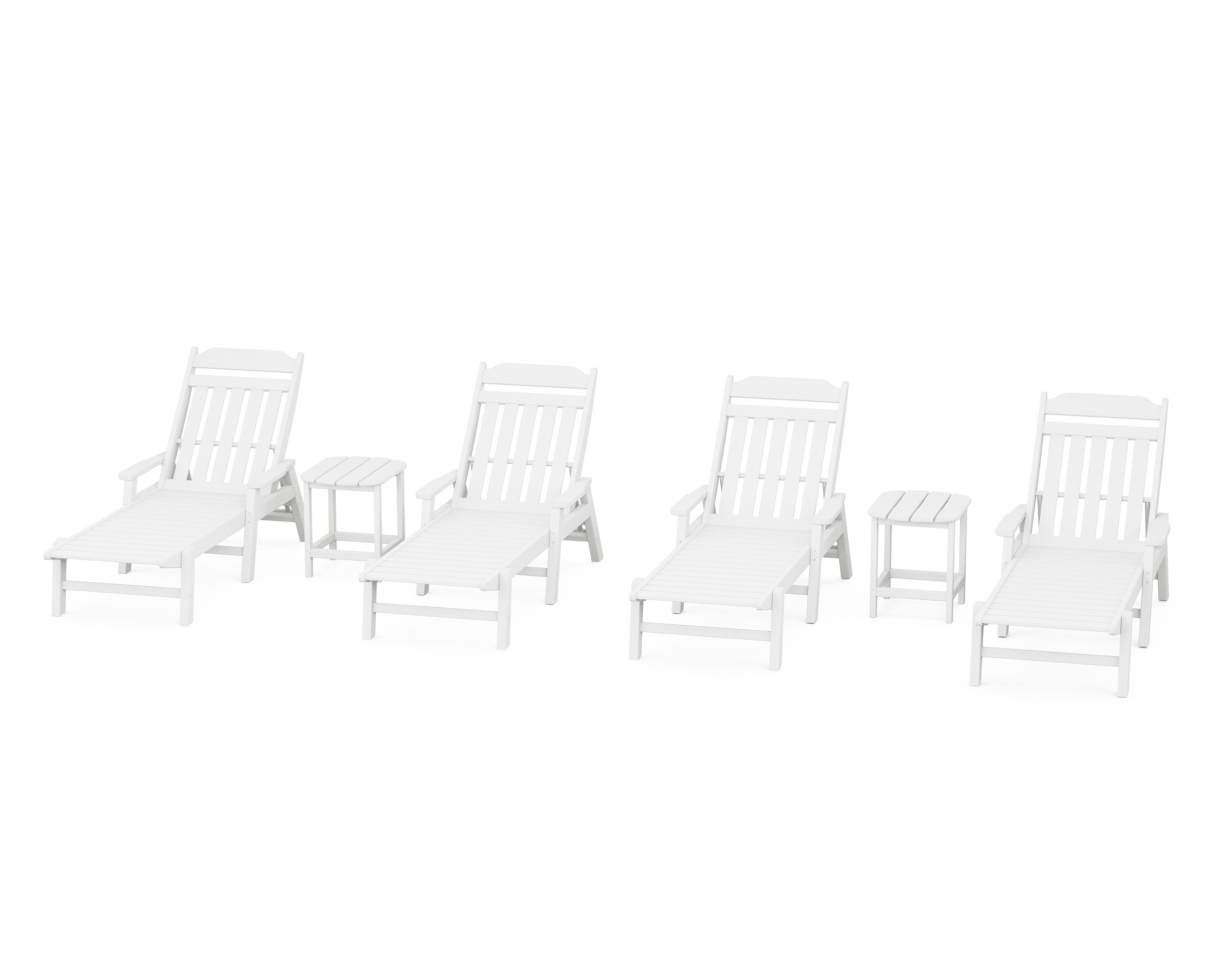 Cottage 6-Piece Chaise Set with Arms in White
