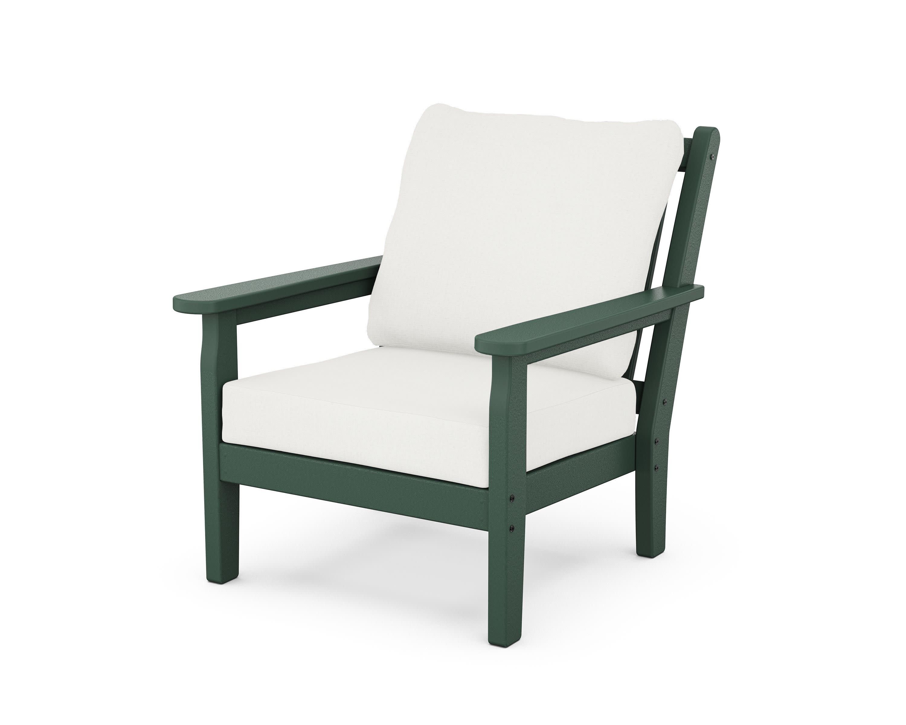 Chippendale Deep Seating Chair in Green / Natural Linen