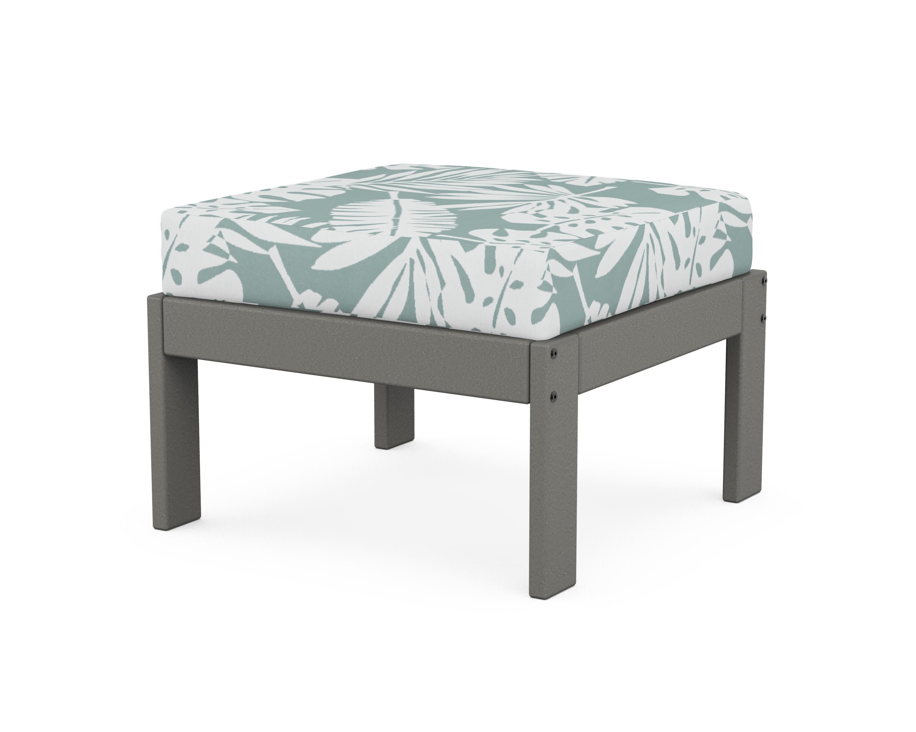 Vineyard Modular Ottoman in Slate Grey / Leaf Glacier Spa