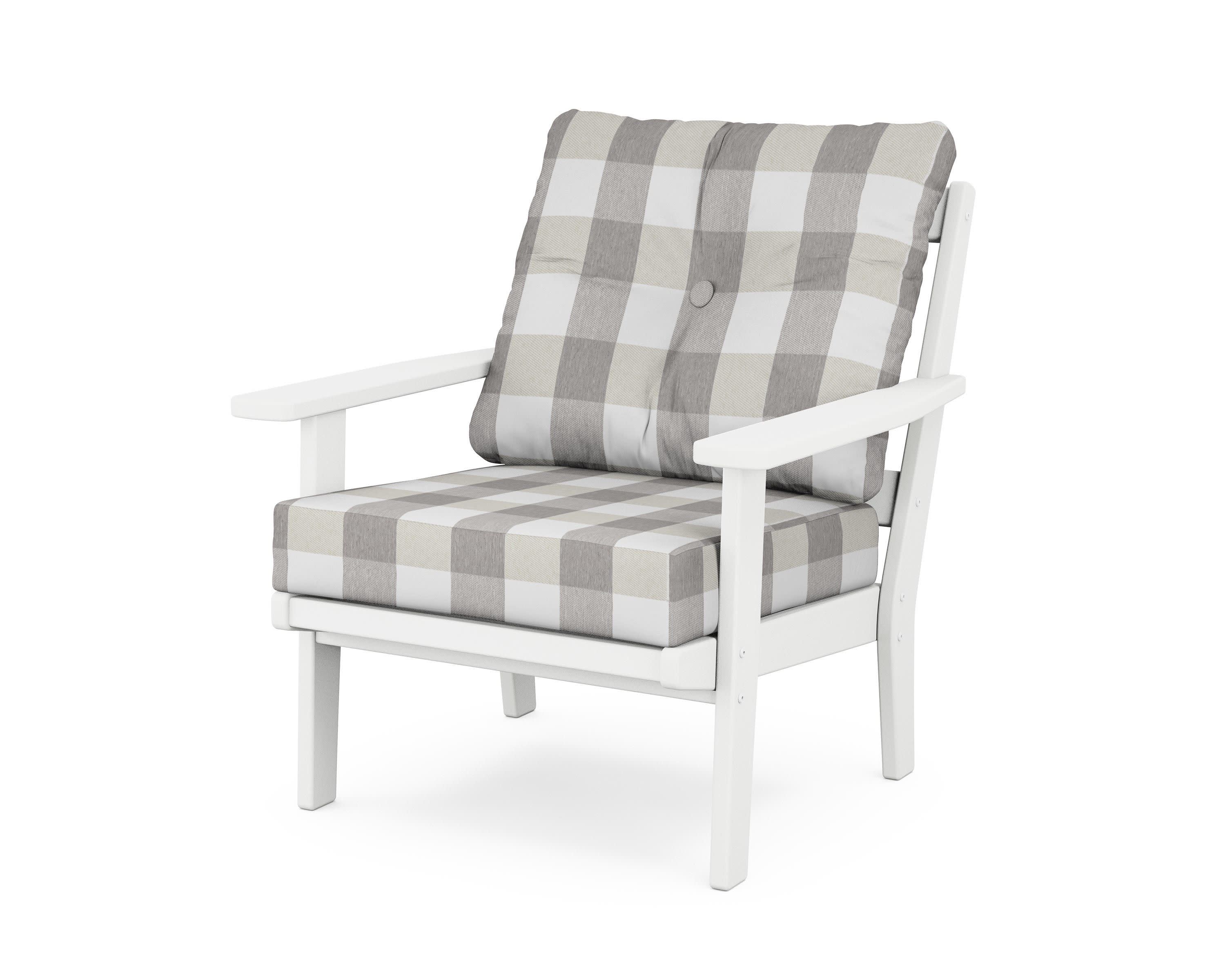 Prairie Deep Seating Chair in White / Buffalo Plaid Grey Mist