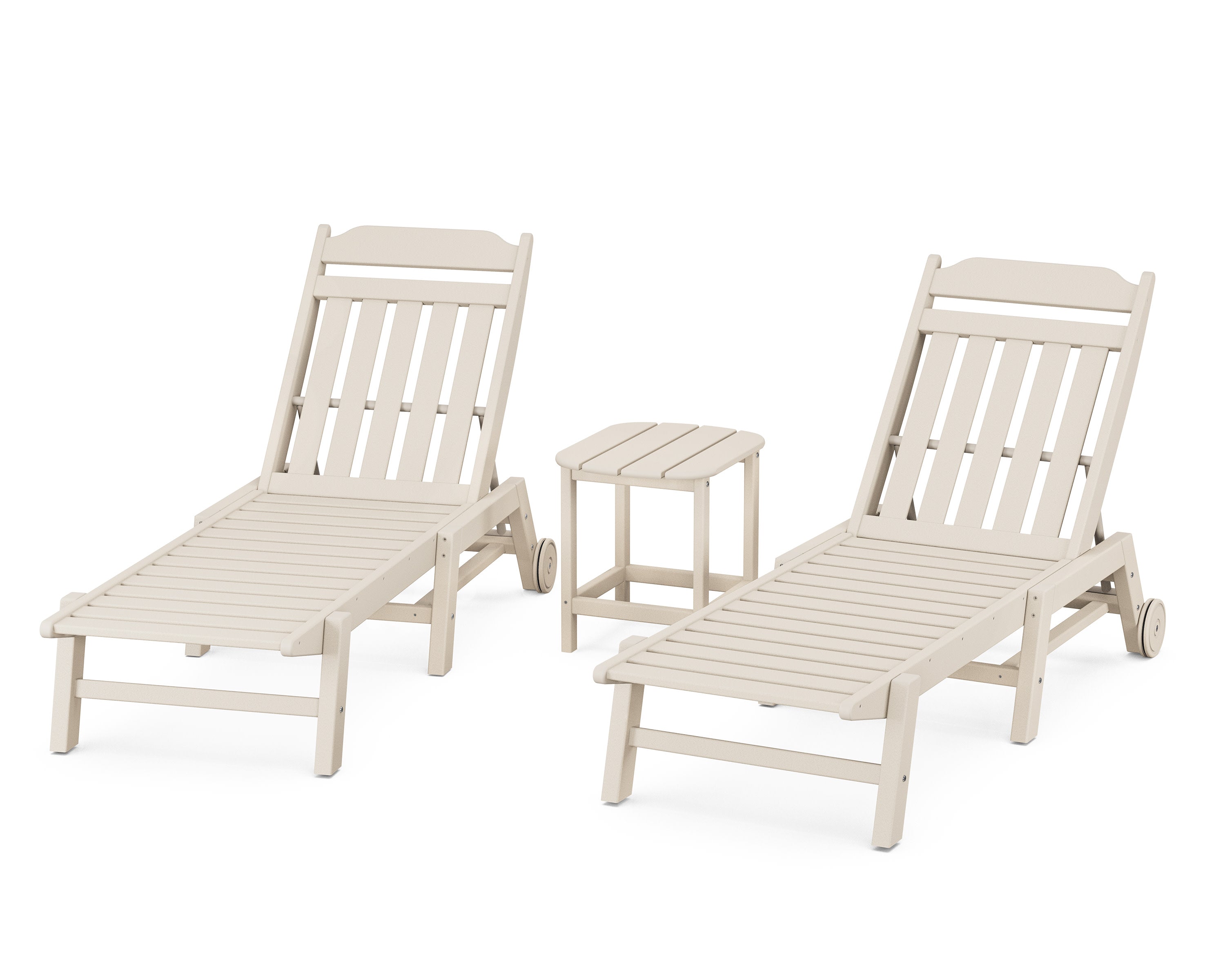 Cottage 3-Piece Chaise Set with Wheels in Sand