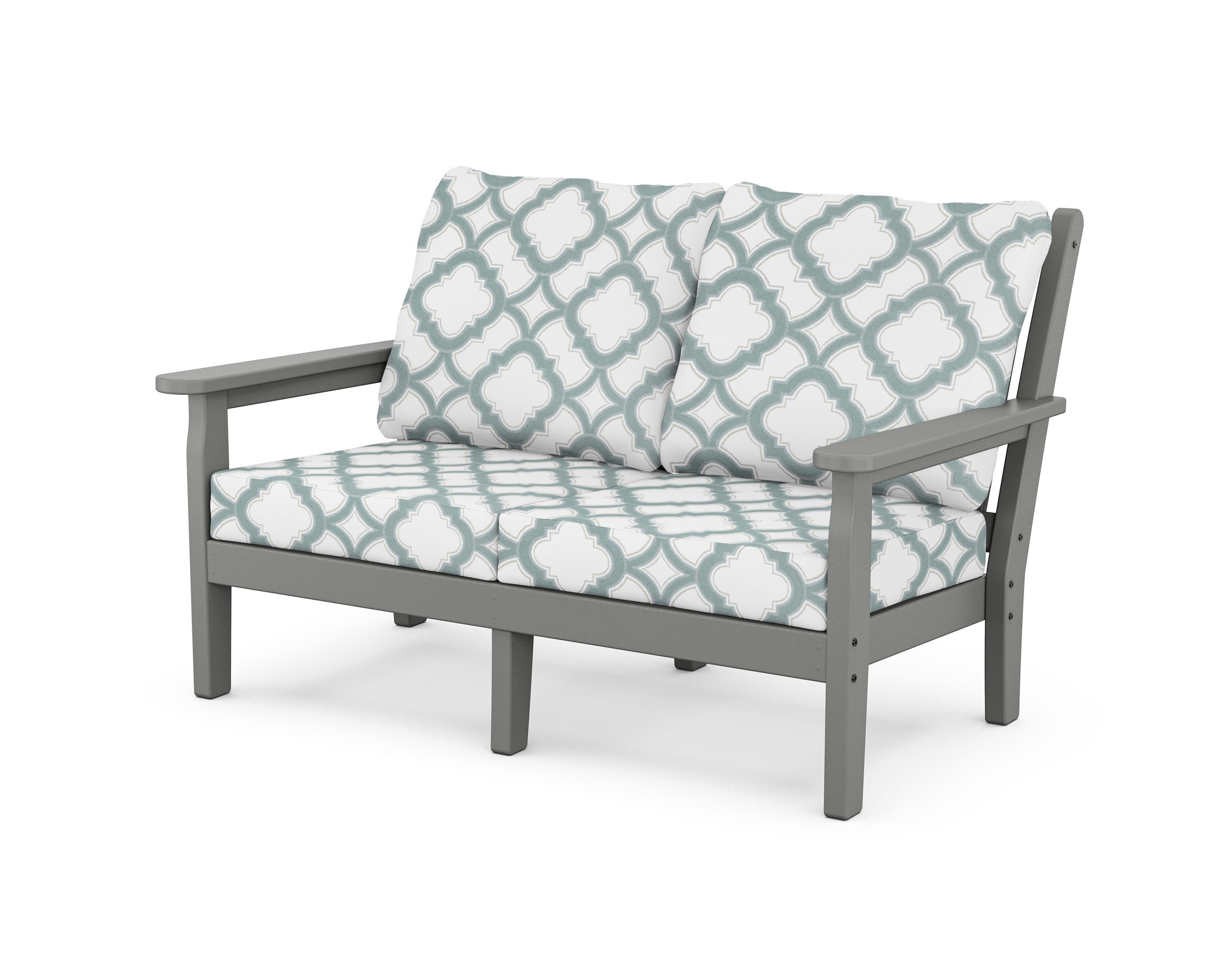 Chippendale Deep Seating Loveseat in Slate Grey / Trellis Glacier Spa