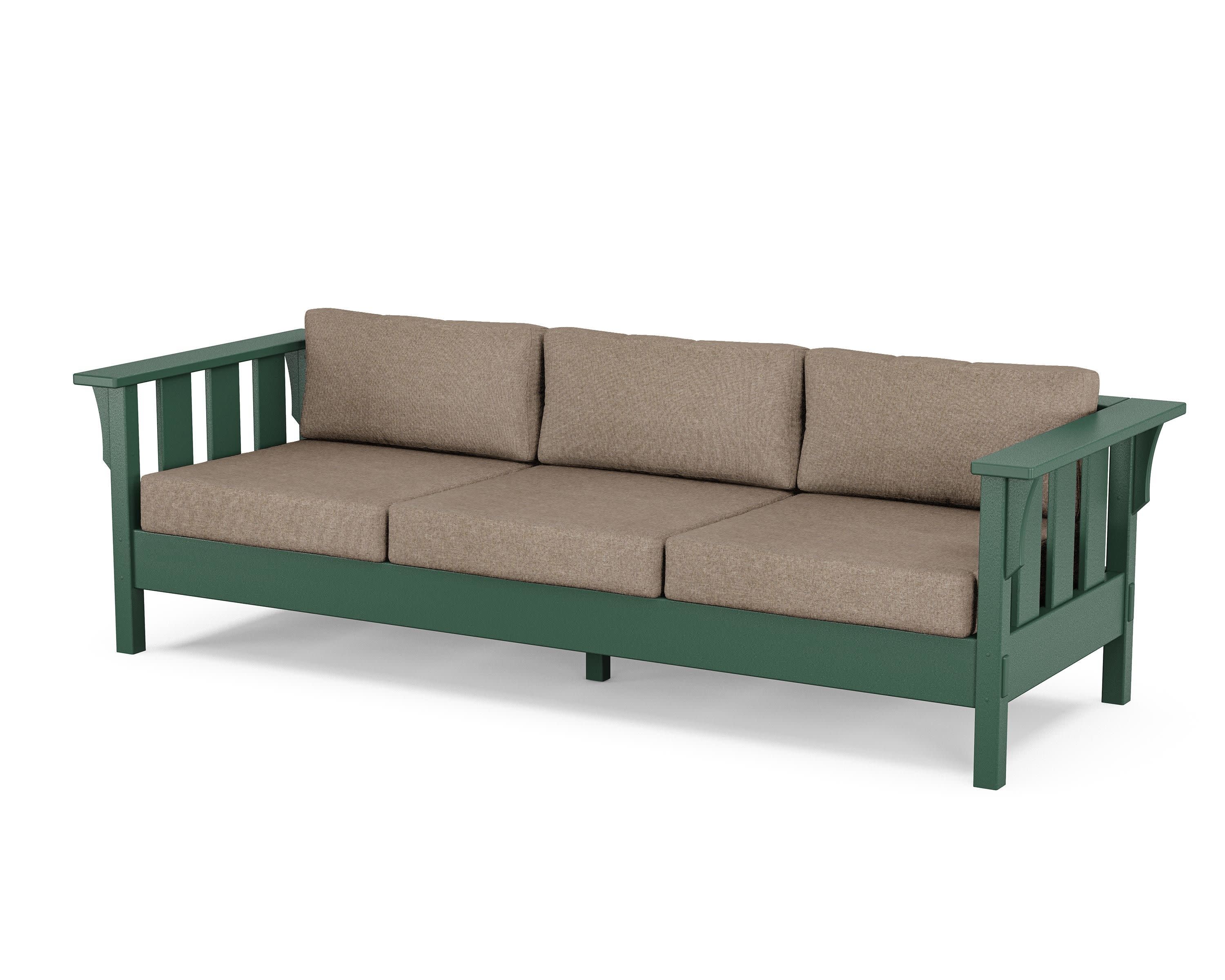 Acadia Deep Seating Sofa in Green / Spiced Burlap