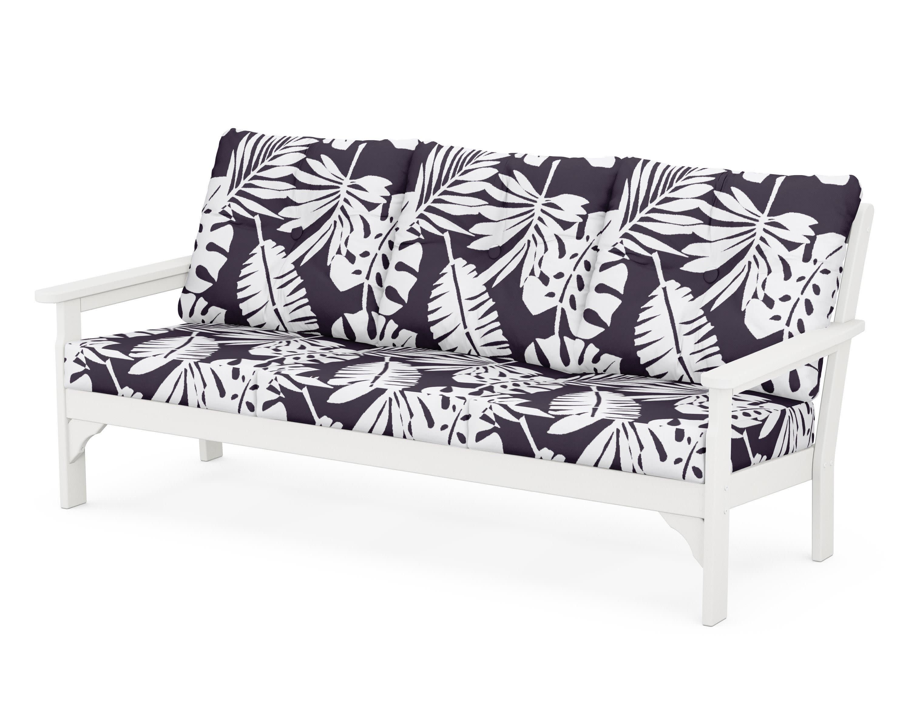 Vineyard Deep Seating Sofa in White / Leaf Navy