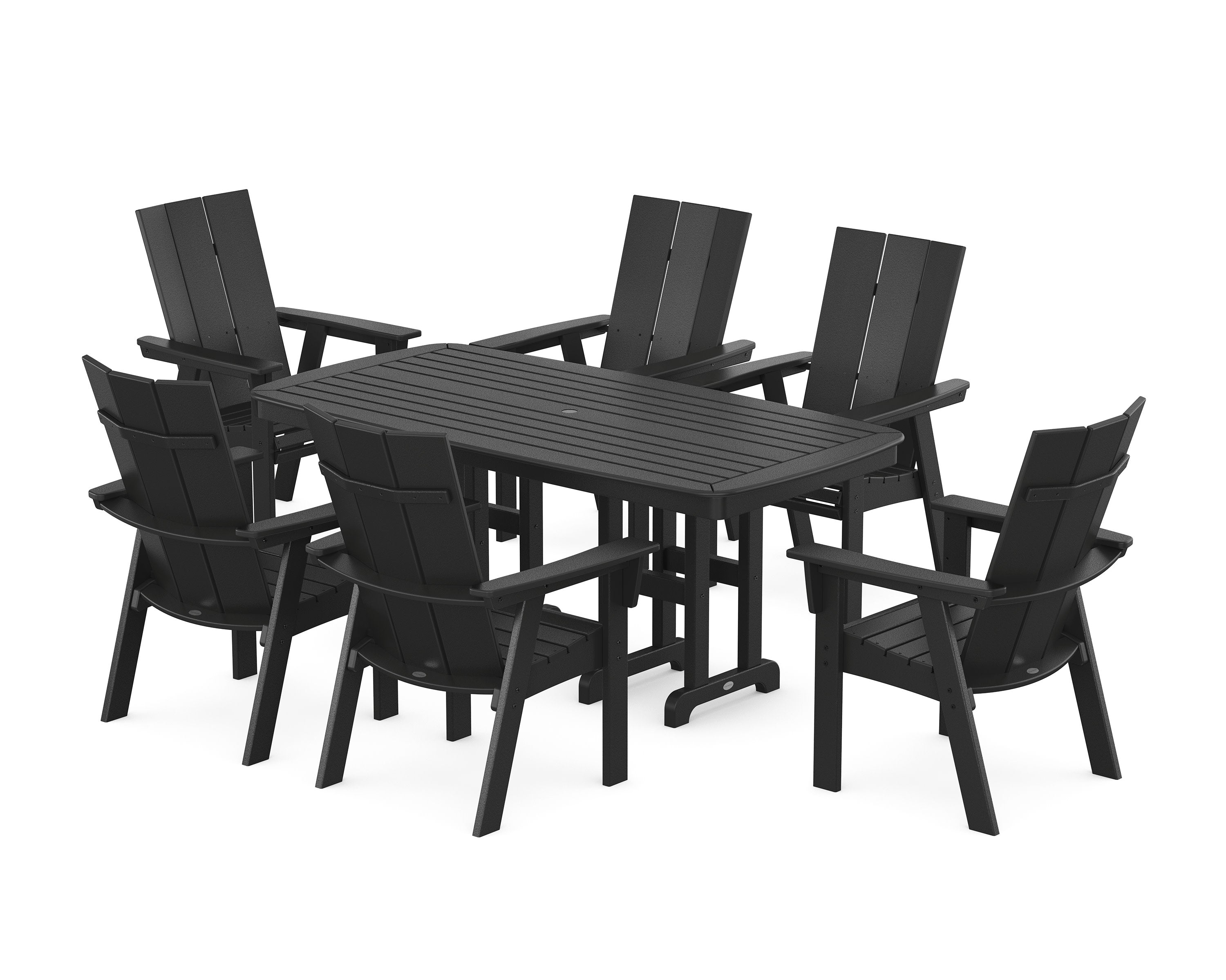 Modern Curveback Adirondack 7-Piece Dining Set in Black