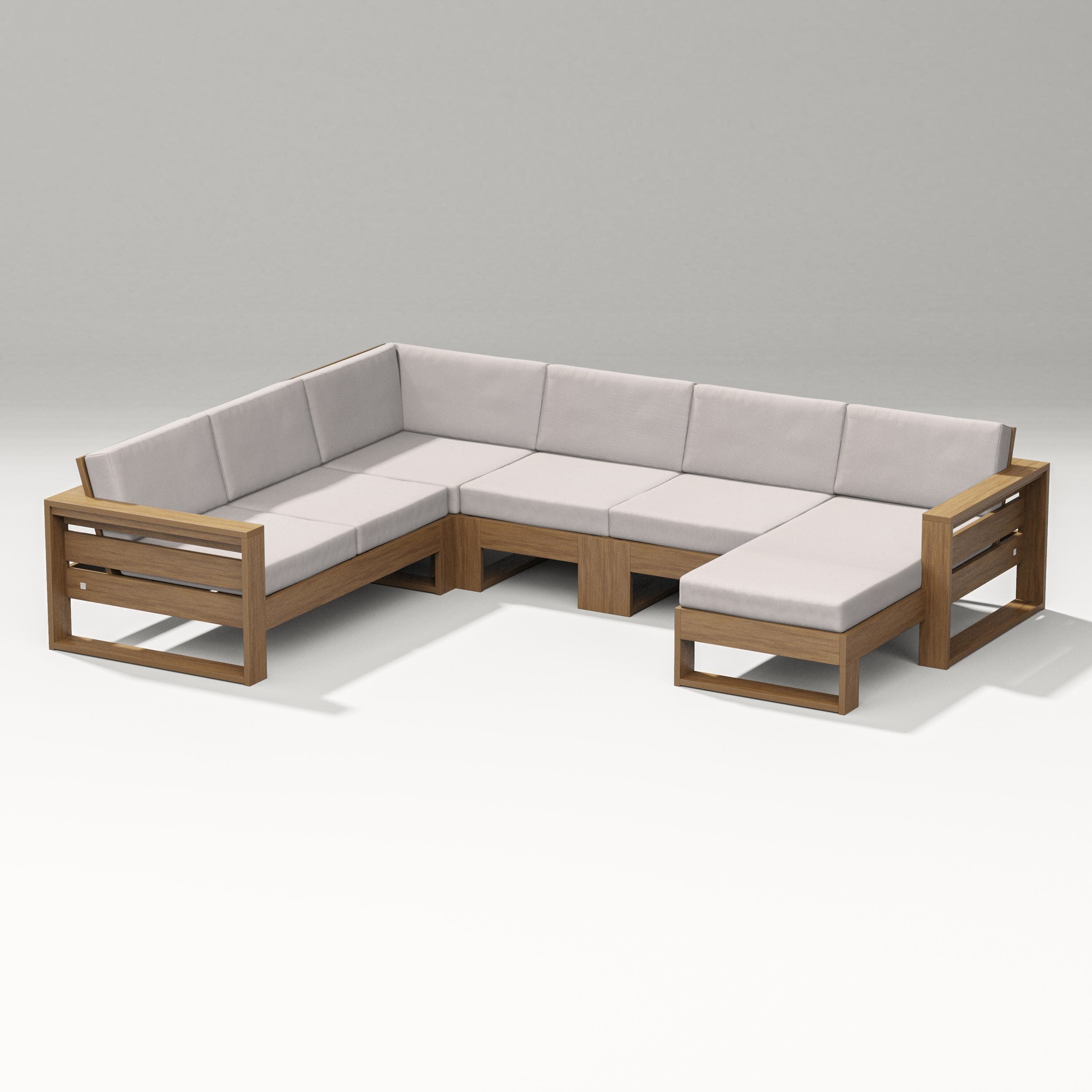 Latitude Corner Sectional with Right Chaise in Natural / Dune Burlap