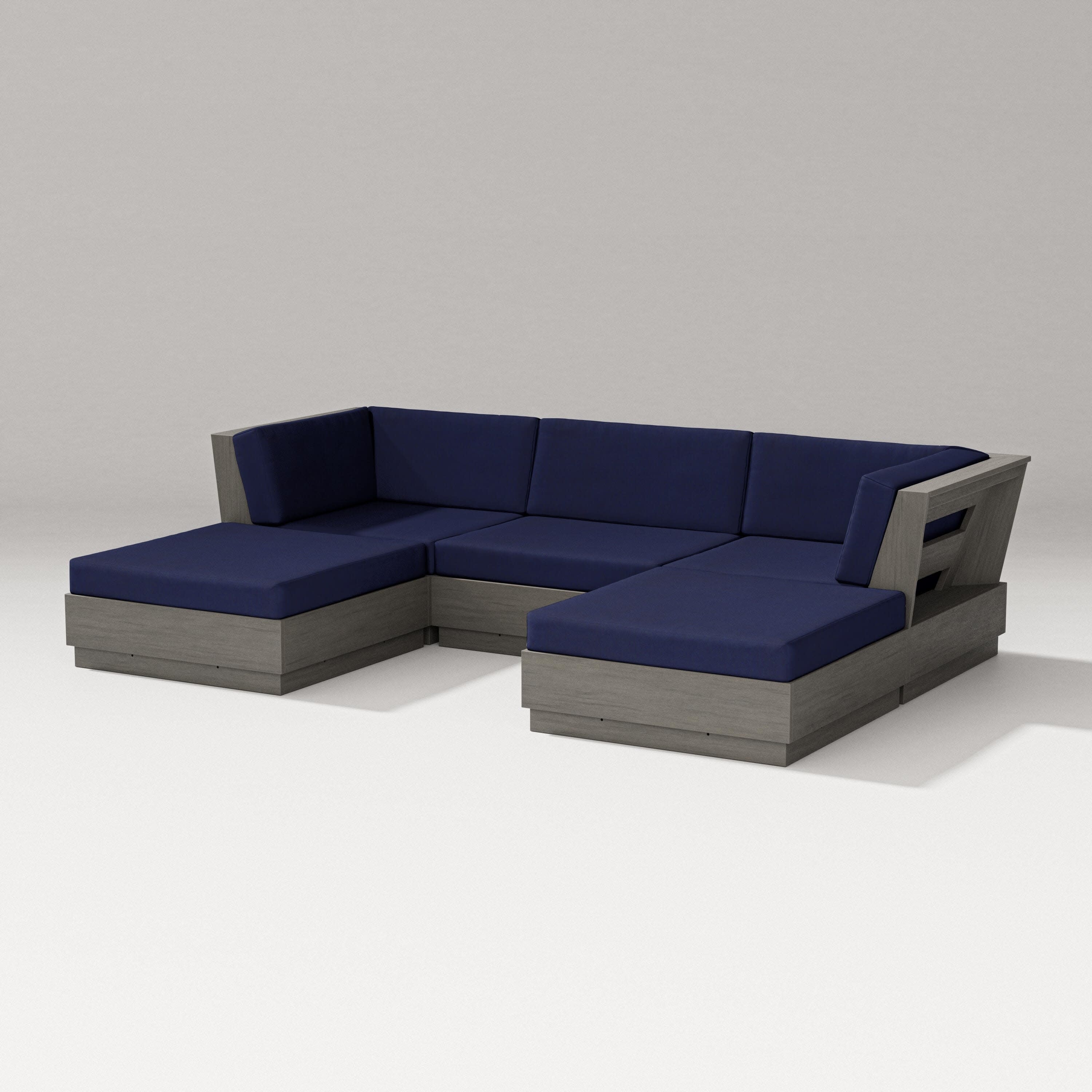Elevate Double Chaise Sectional in Driftwood / Navy
