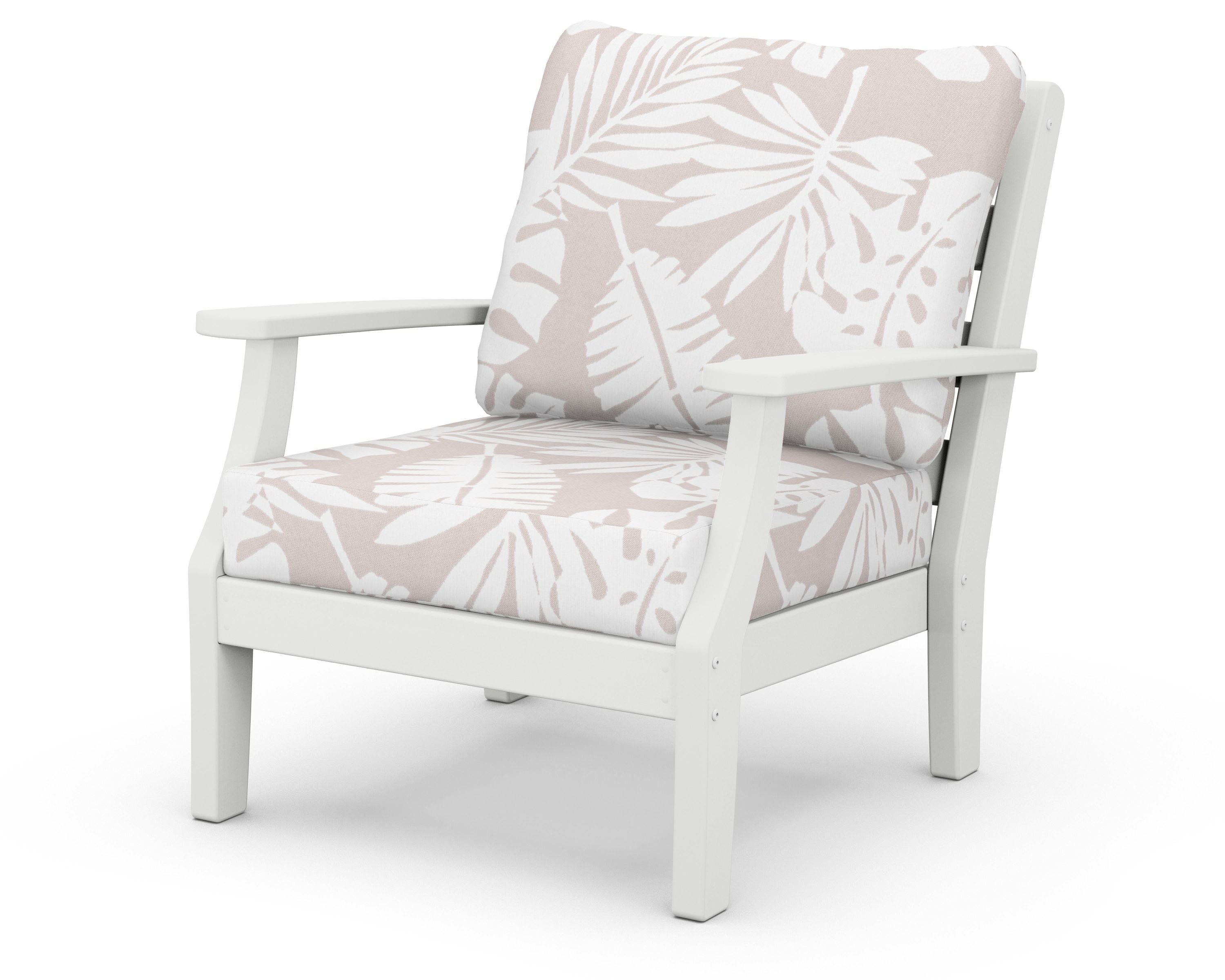 Chesapeake Deep Seating Chair in White / Leaf Dune Burlap