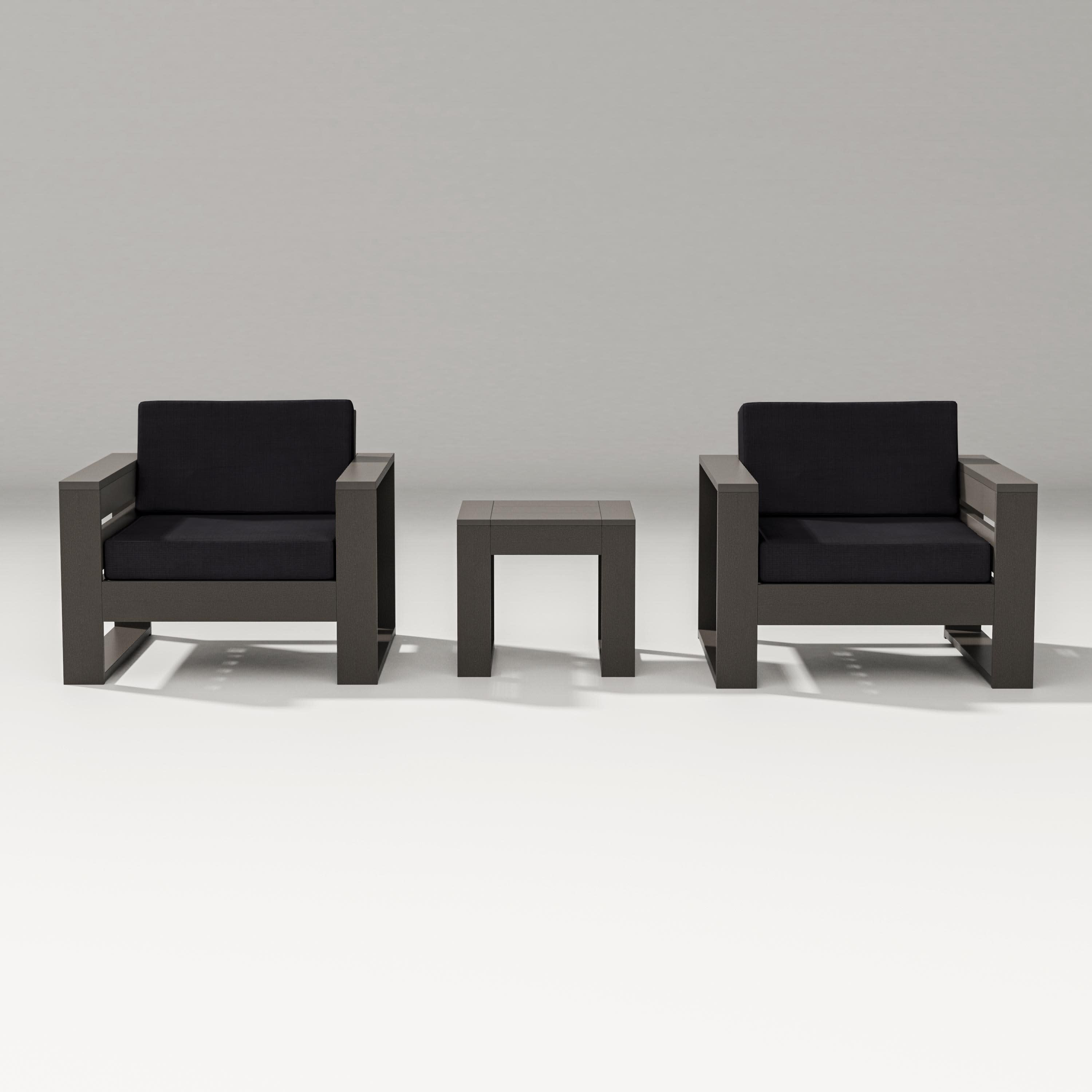 Latitude 3-Piece Lounge Chair Set in Vintage Coffee / Midnight Linen