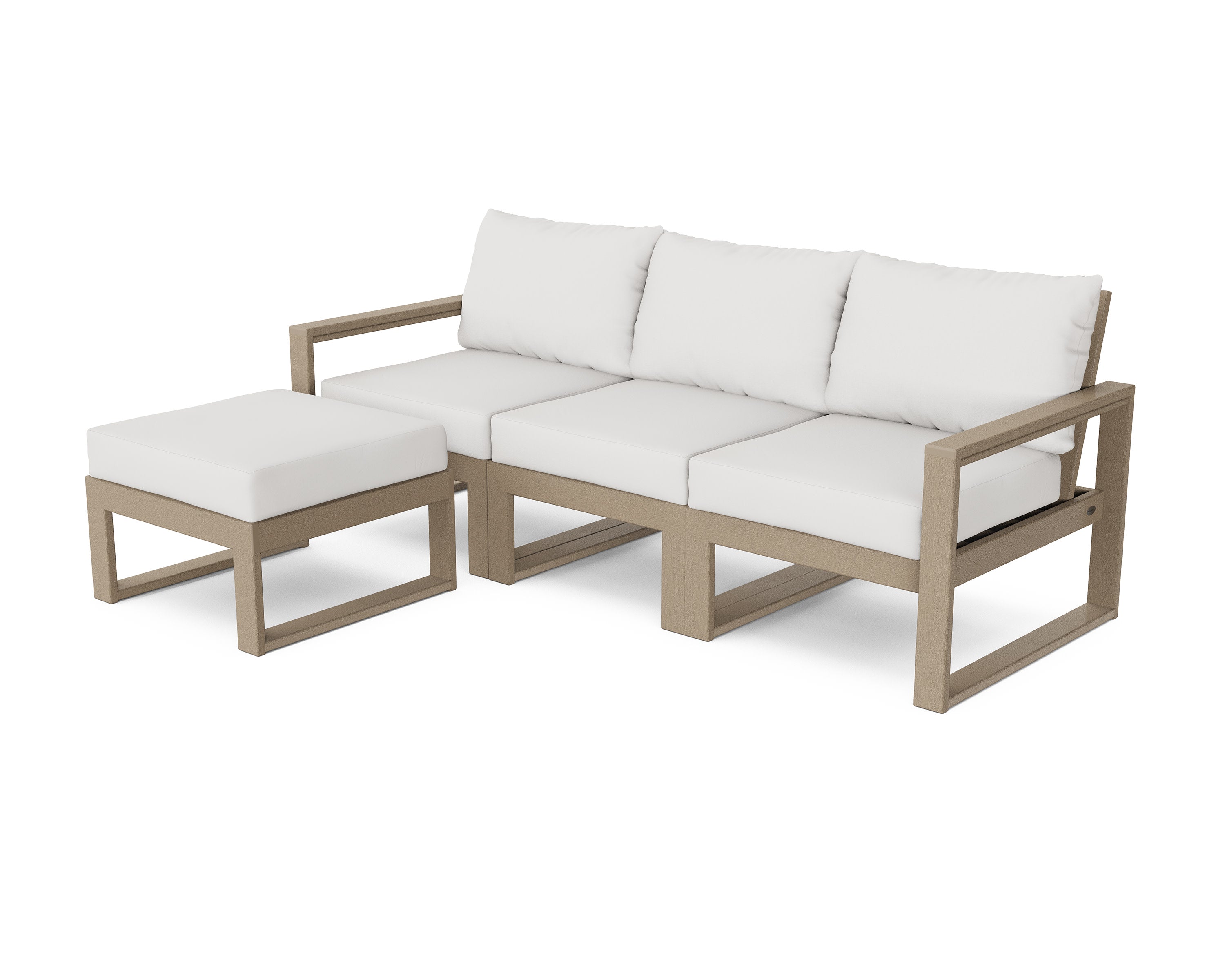 EDGE 4-Piece Modular Deep Seating Set with Ottoman in Vintage Sahara / Natural Linen