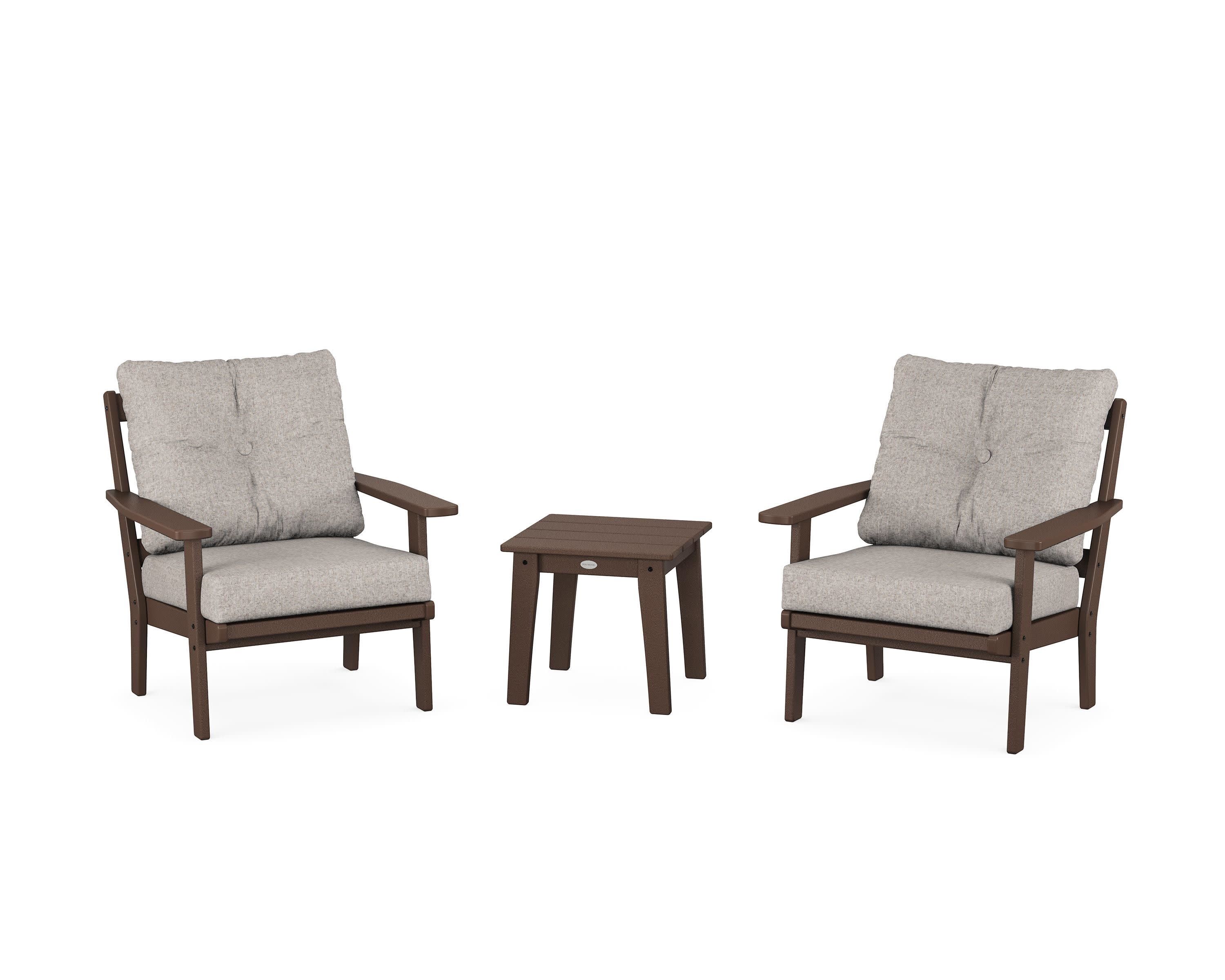 Oxford 3-Piece Deep Seating Set in Mahogany / Weathered Tweed
