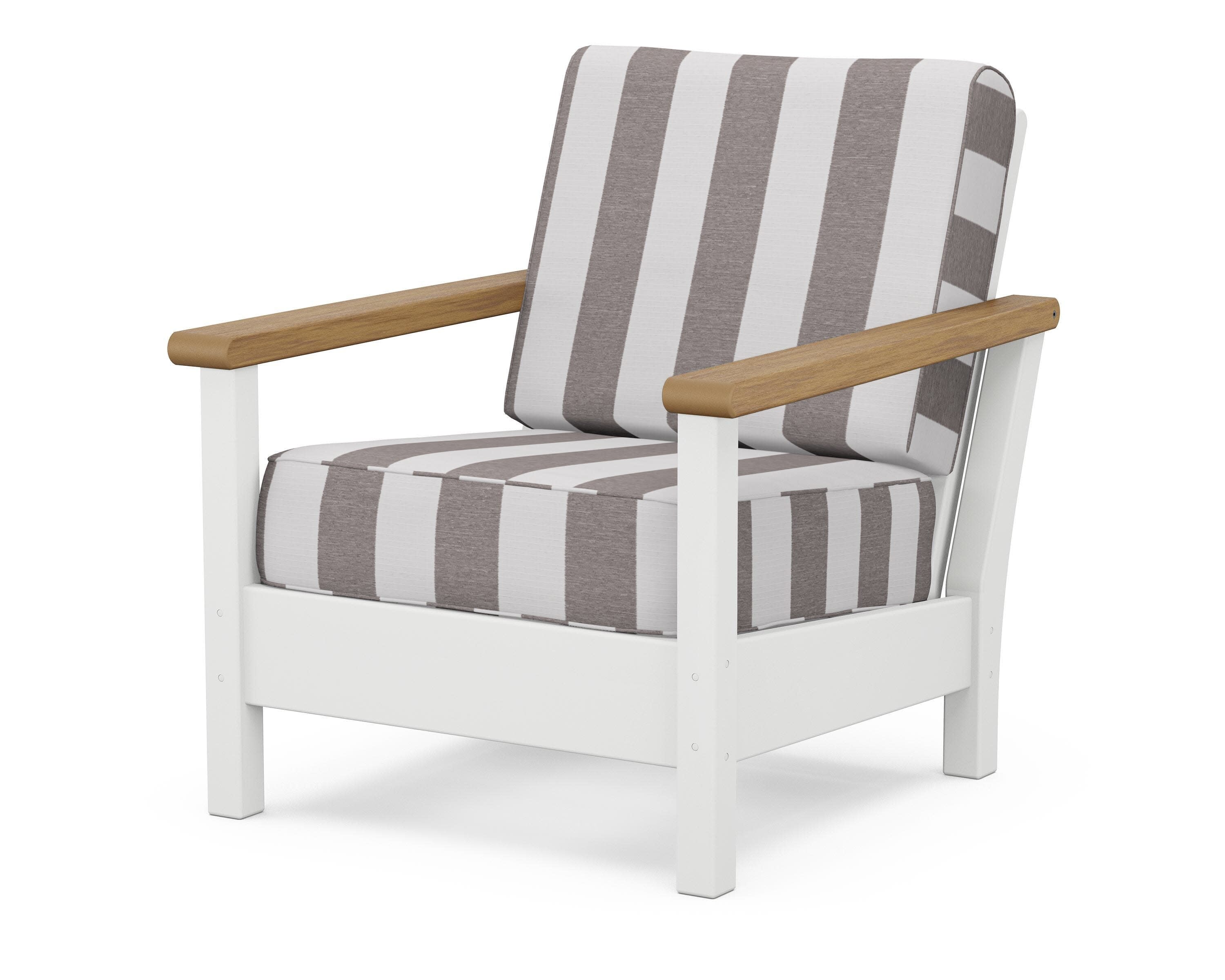 Harbour Deep Seating Chair in White / Natural / Cabana Stripe Grey Mist