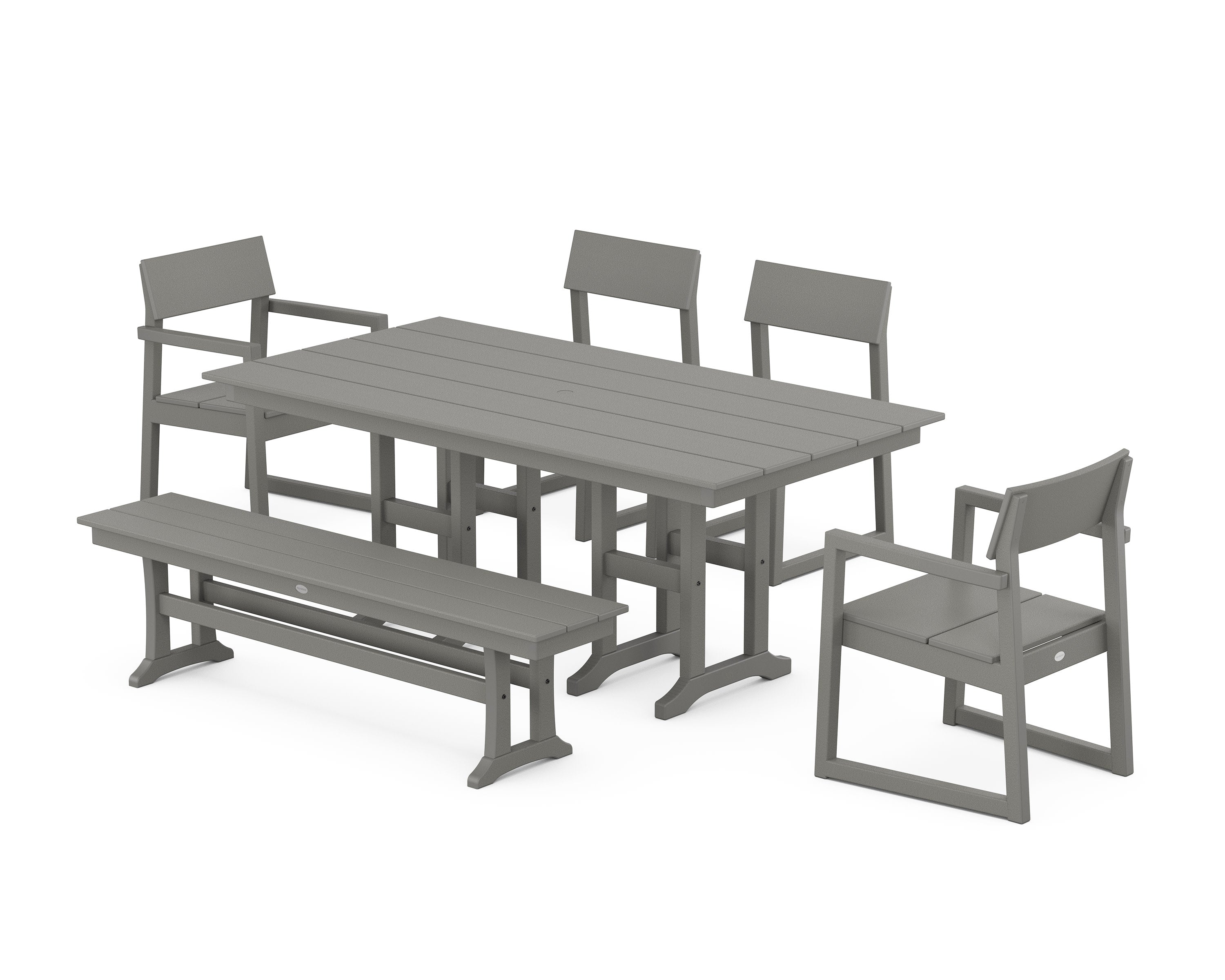 EDGE 6-Piece Farmhouse Dining Set in Slate Grey