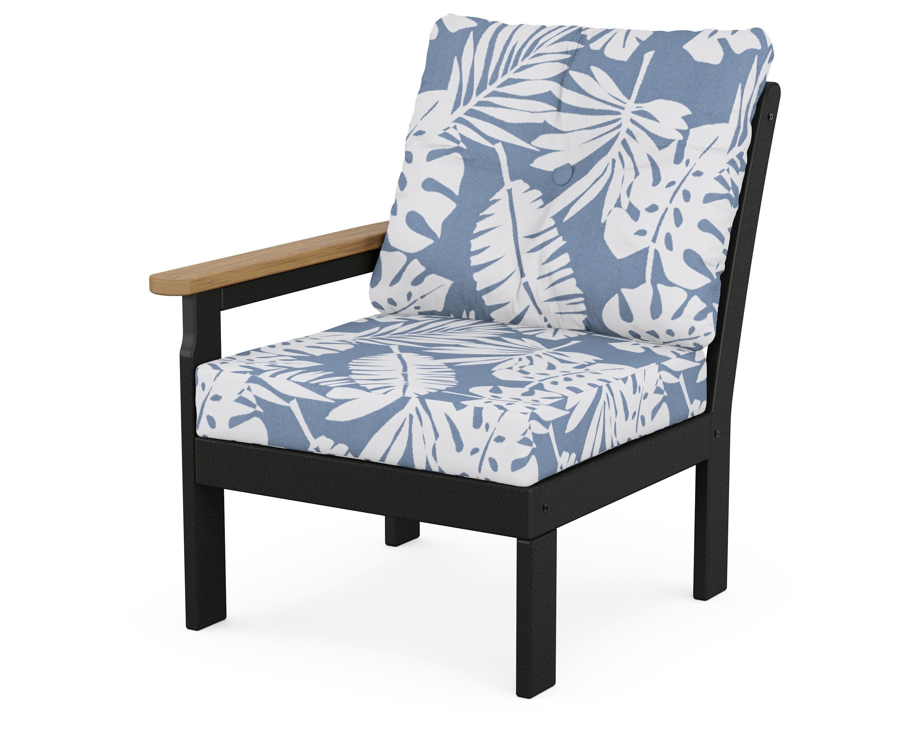 Vineyard Modular Left Arm Chair in Black / Natural / Leaf Sky Blue