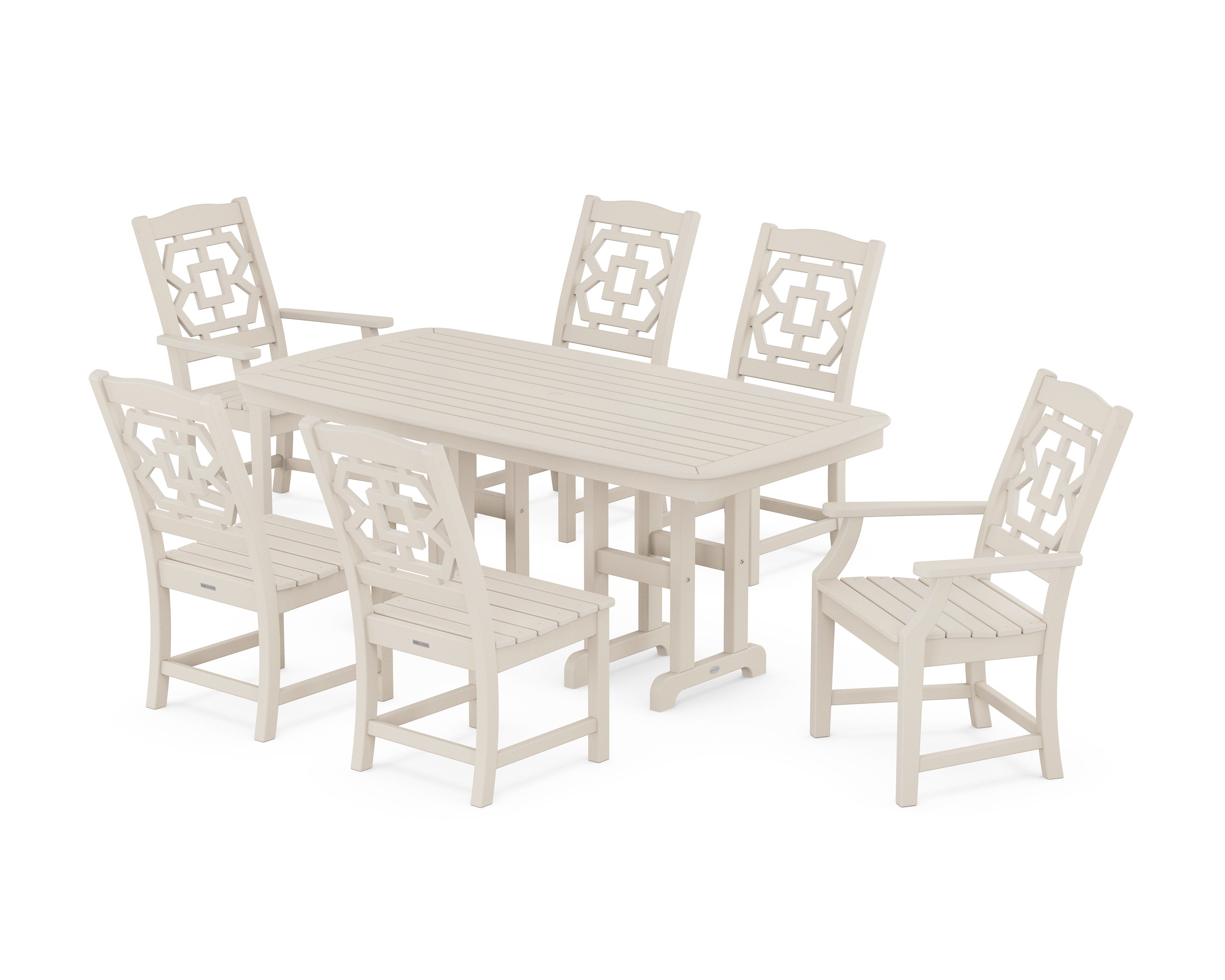 Chinoiserie 7-Piece Dining Set in Sand