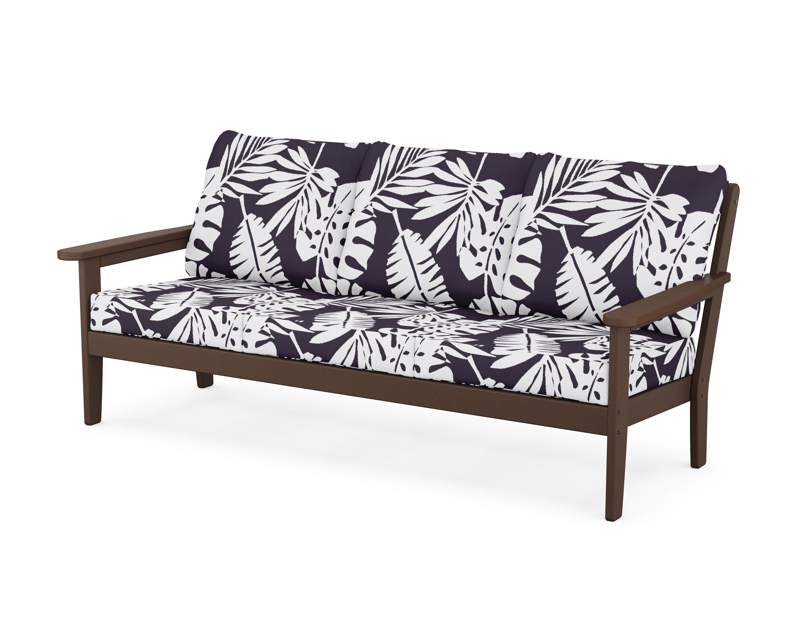 Cottage Deep Seating Sofa in Mahogany / Leaf Navy