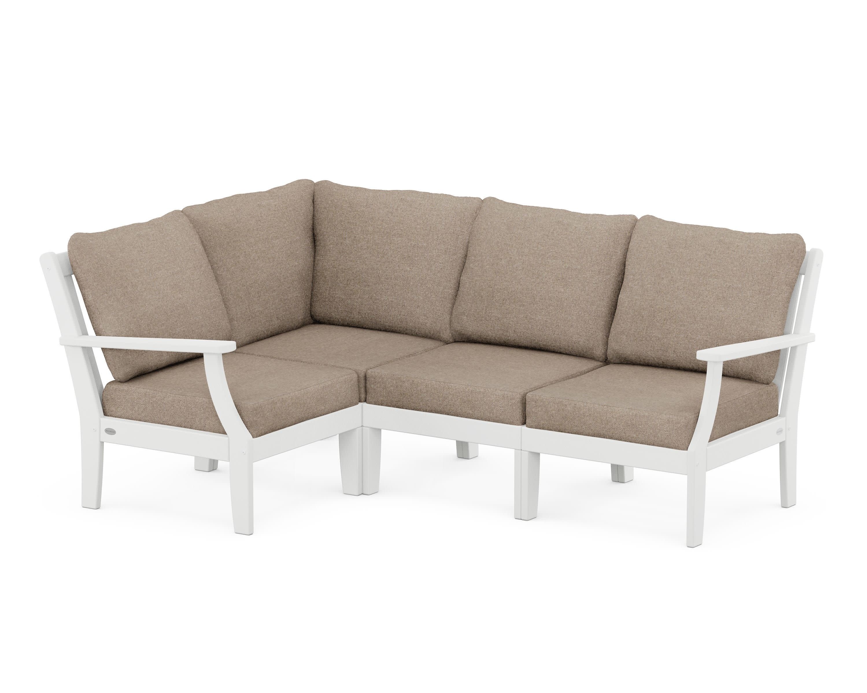 Braxton Modular 4-Piece Deep Seating Set in White / Spiced Burlap