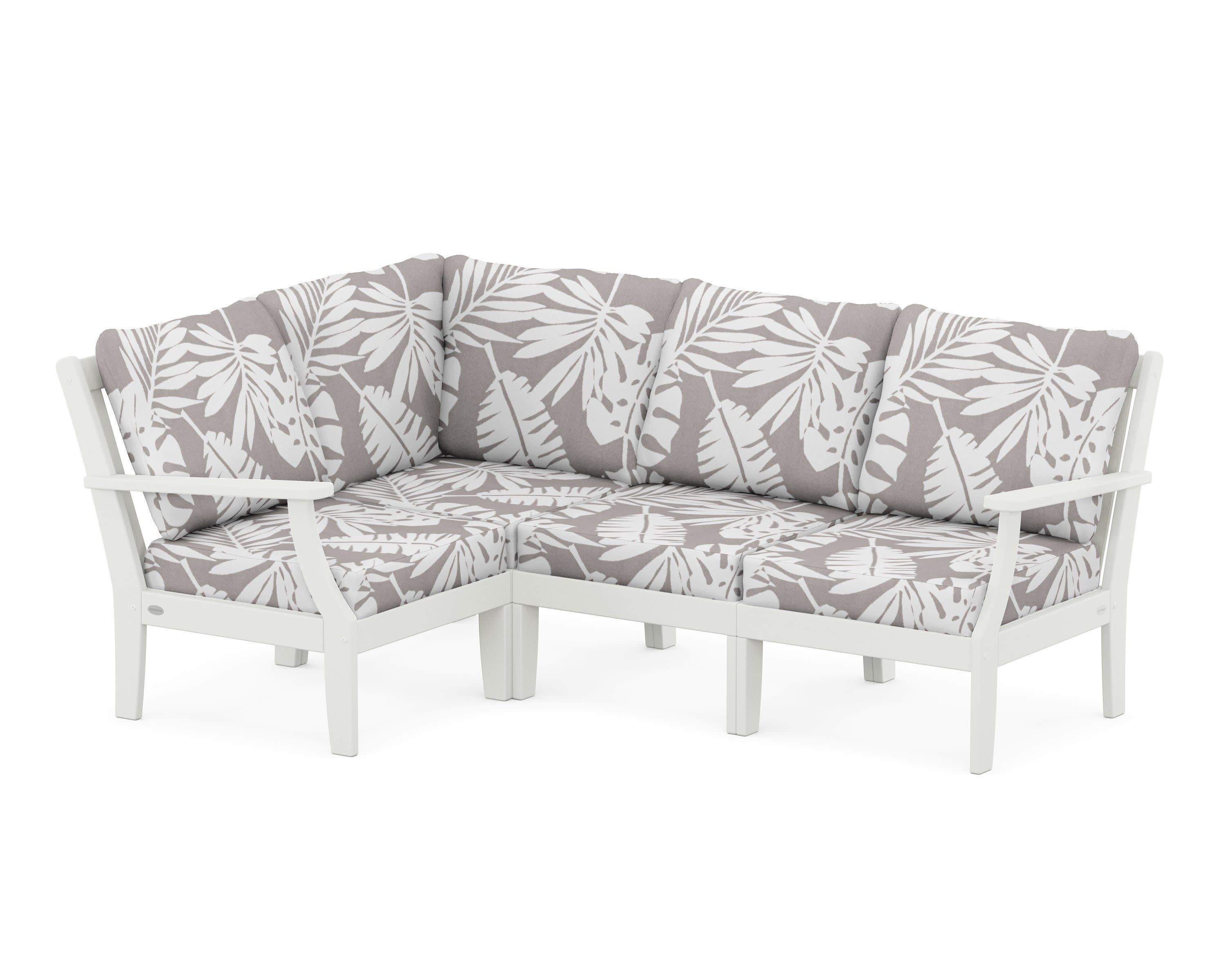 Braxton Modular 4-Piece Deep Seating Set in Vintage White / Leaf Grey Mist