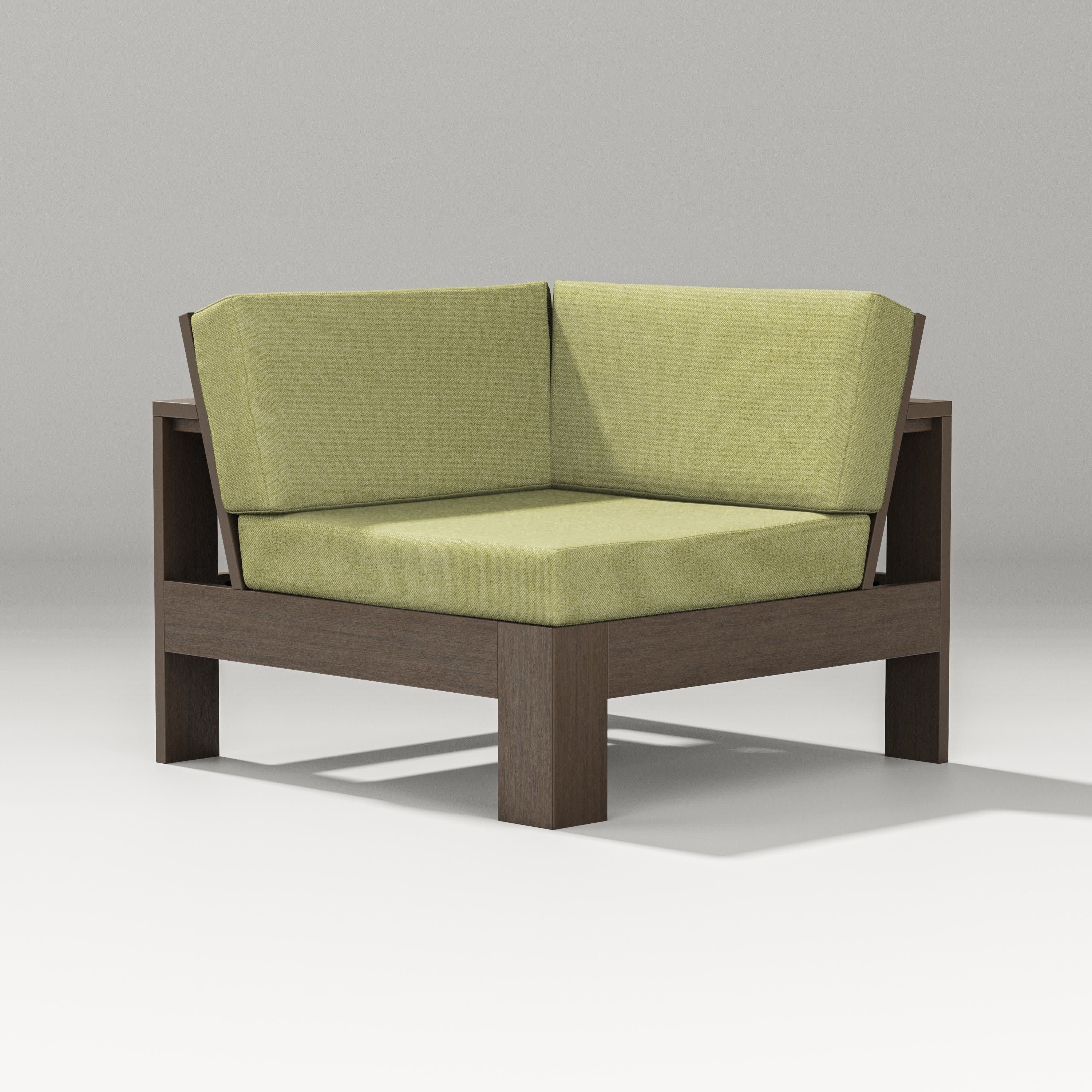 Latitude Modular Corner Chair in Kona / Chartreuse Boucle