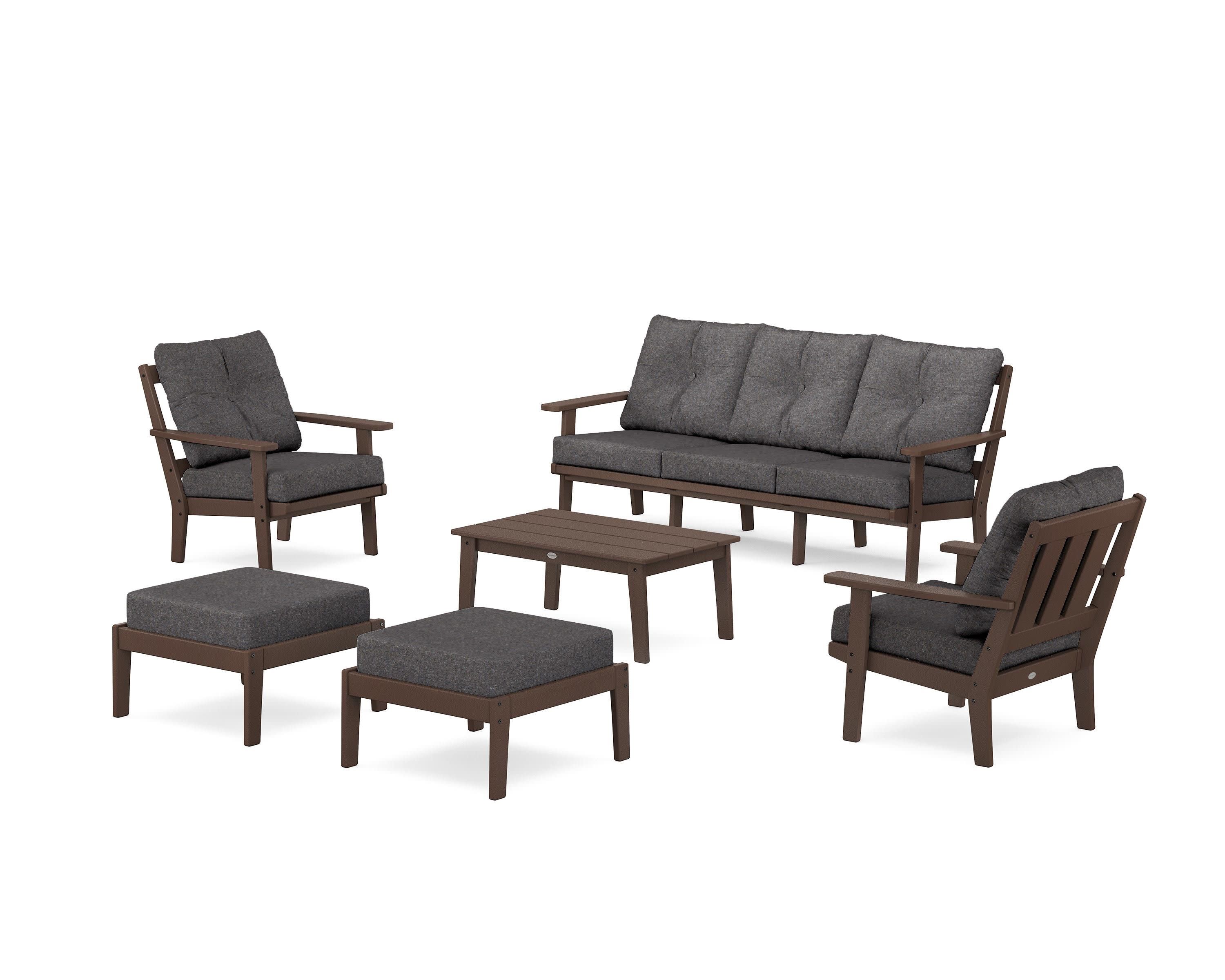 Oxford 6-Piece Lounge Sofa Set in Mahogany / Ash Charcoal
