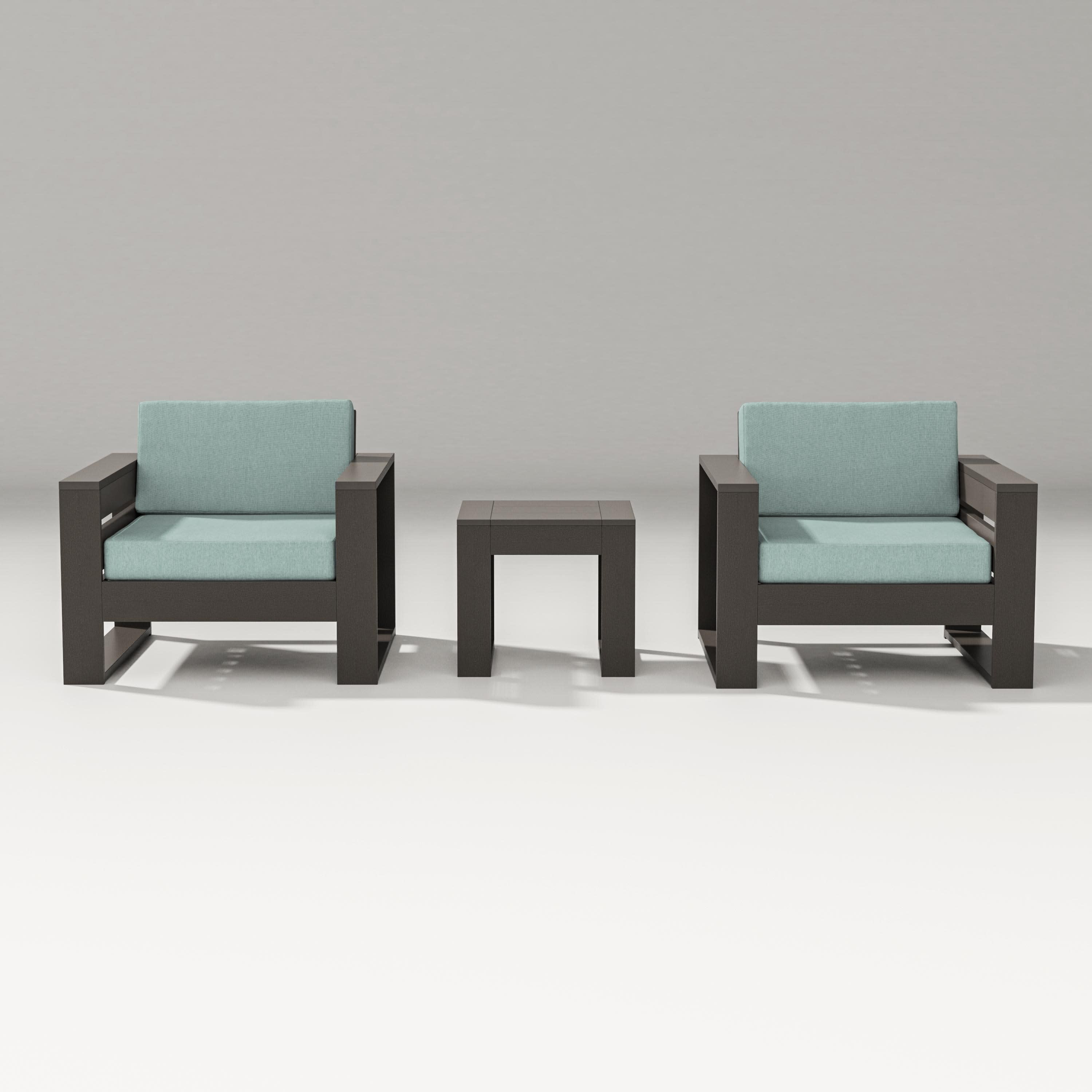 Latitude 3-Piece Lounge Chair Set in Vintage Coffee / Glacier Spa