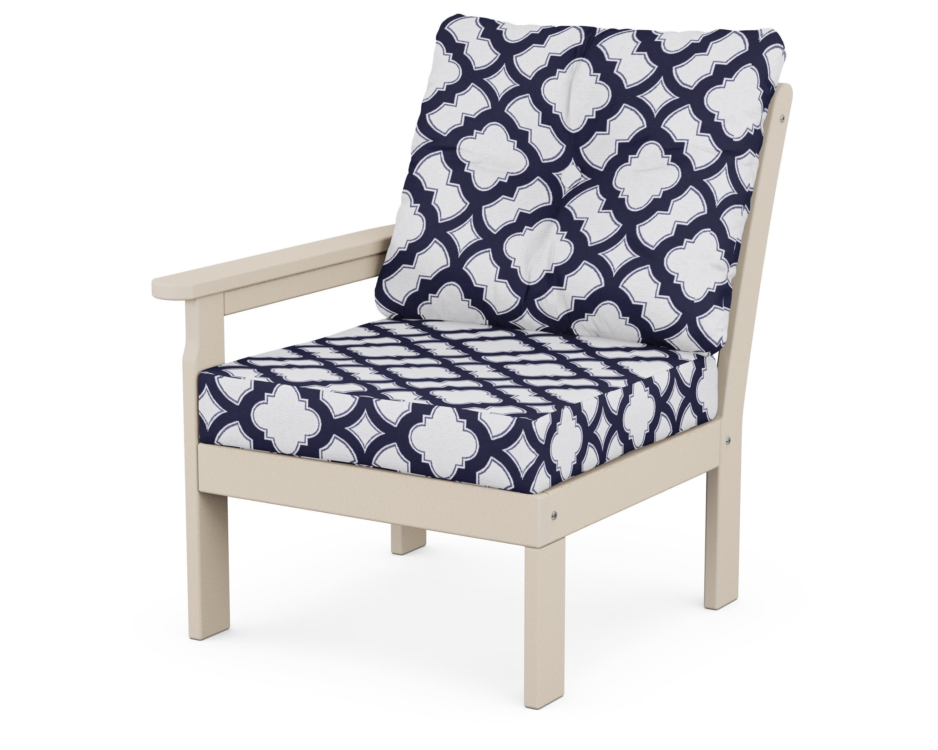 Vineyard Modular Left Arm Chair in Sand / Trellis Navy
