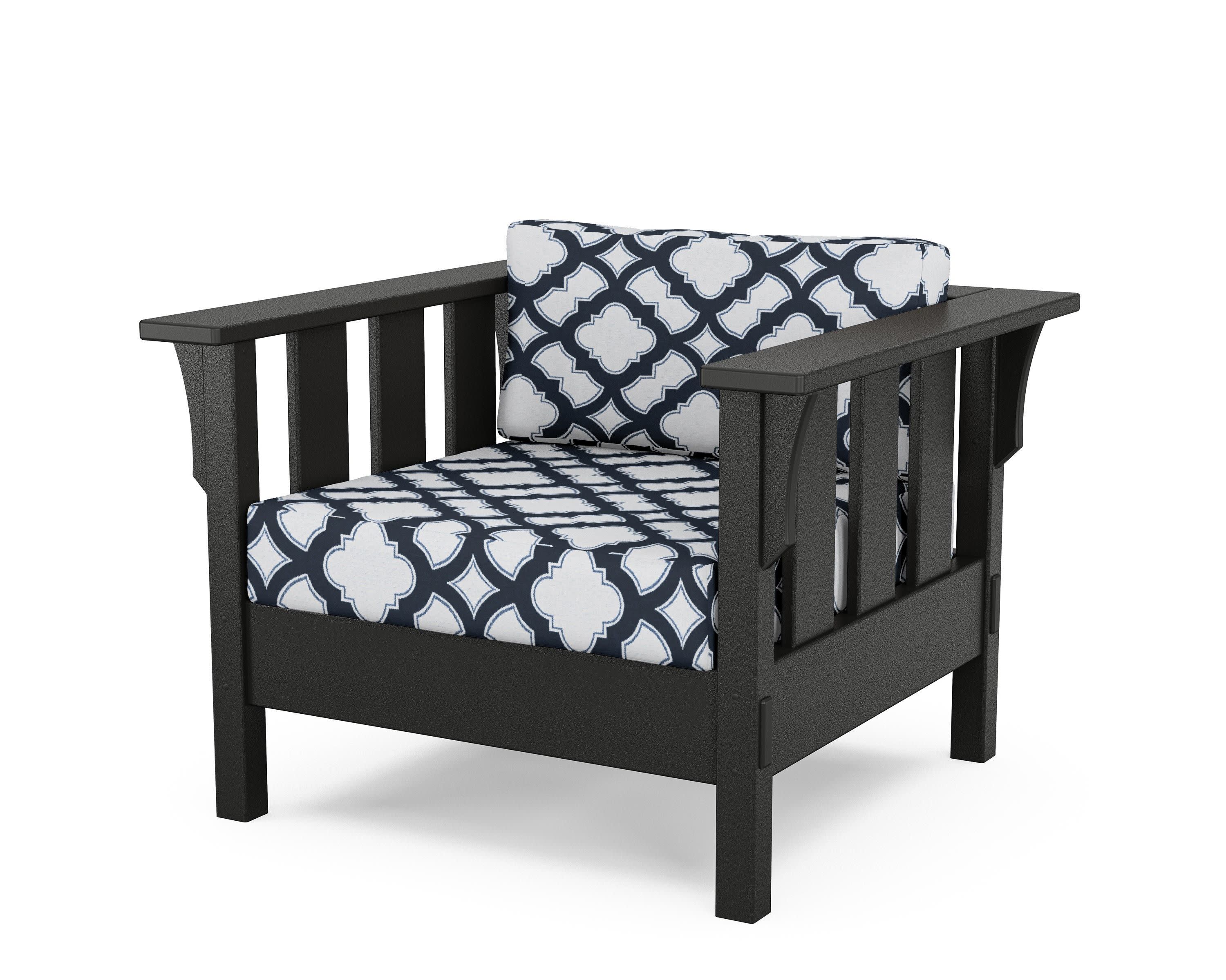 Acadia Deep Seating Chair in Black / Trellis Marine Indigo