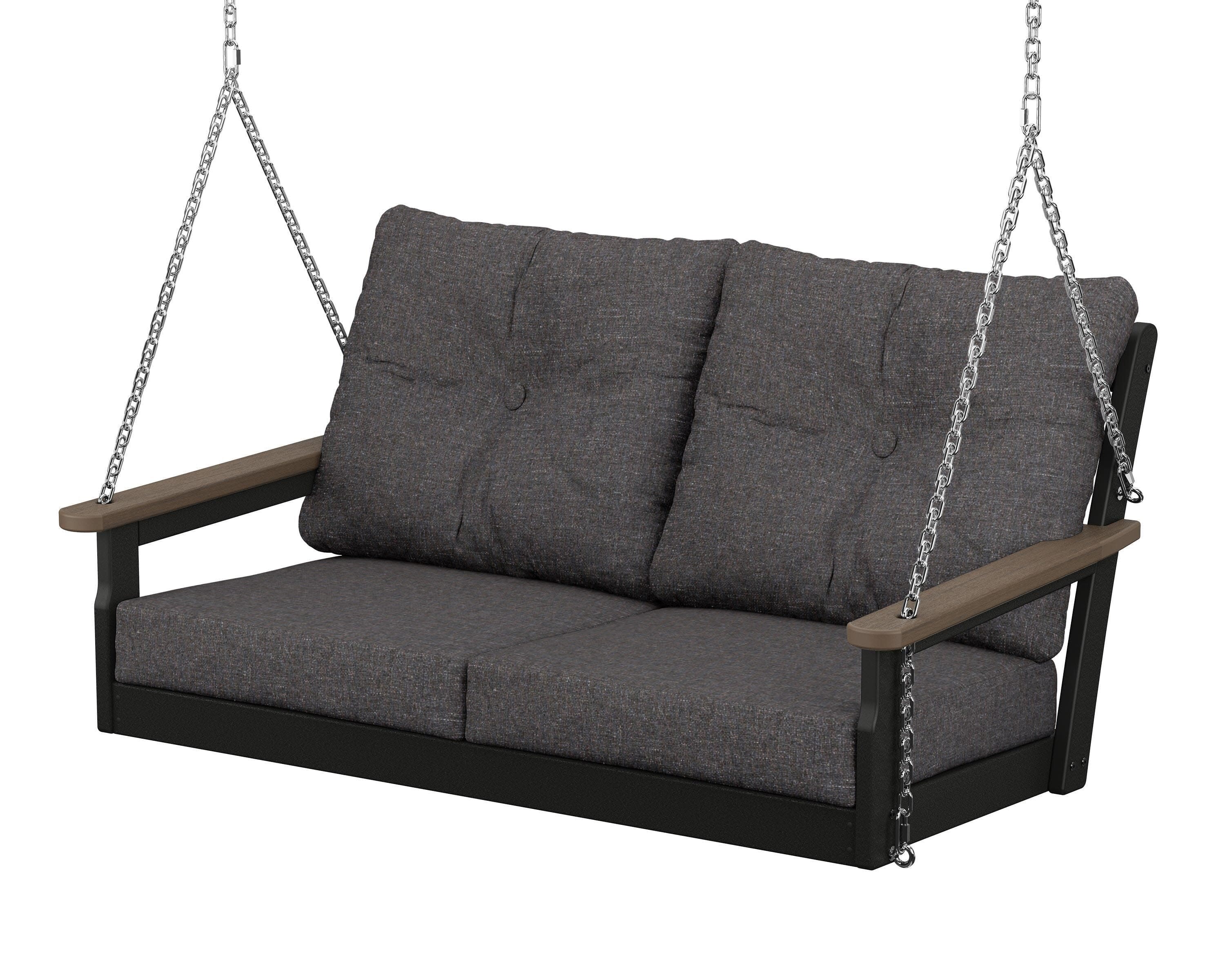 Vineyard Deep Seating Swing in Black / Kona / Ash Charcoal