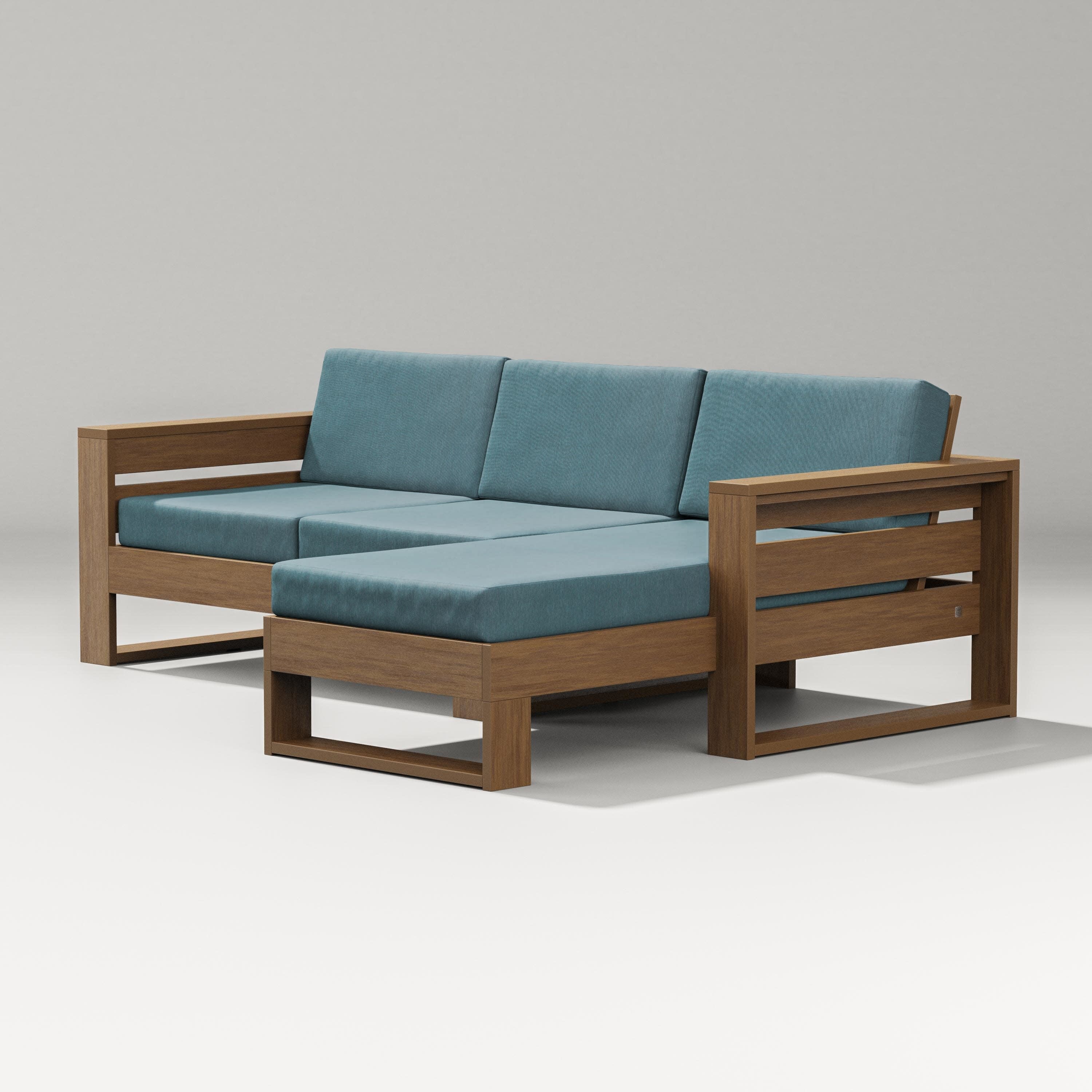 Latitude Right Chaise Sectional in Natural / Ocean Teal