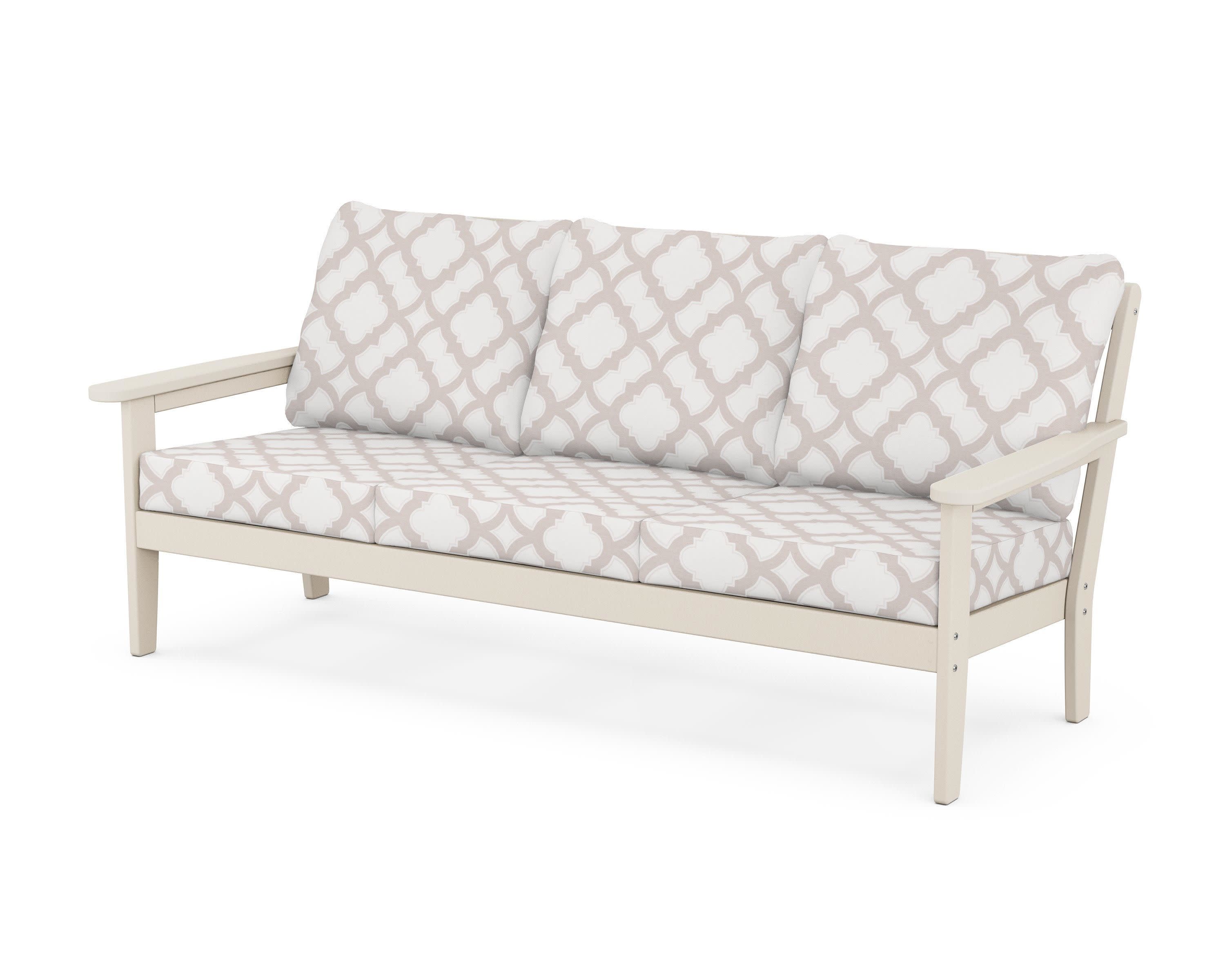 Cottage Deep Seating Sofa in Sand / Trellis Dune Burlap