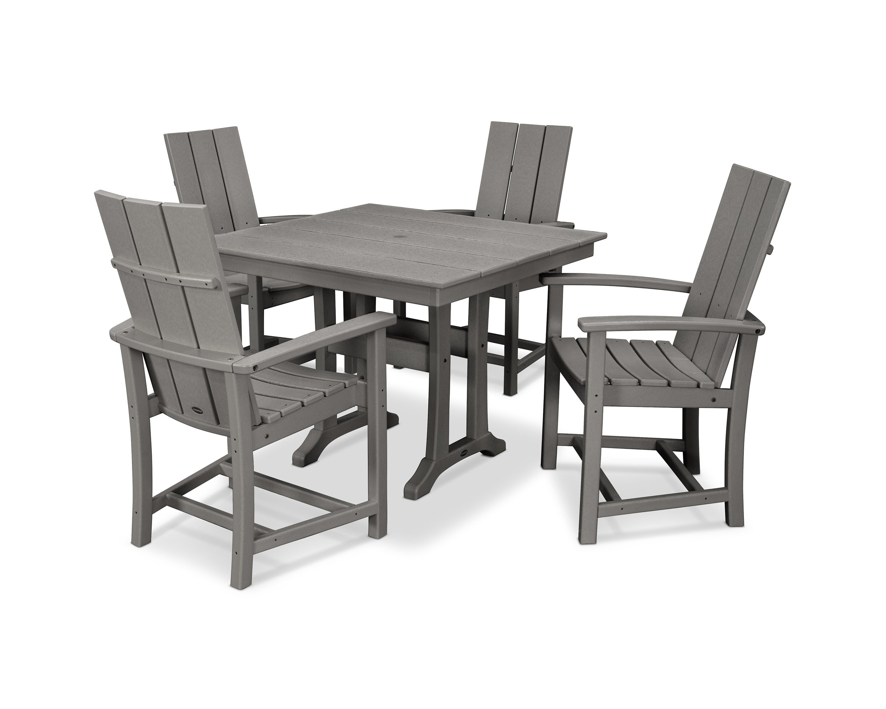 Modern Adirondack 5-Piece Farmhouse Trestle Dining Set in Slate Grey