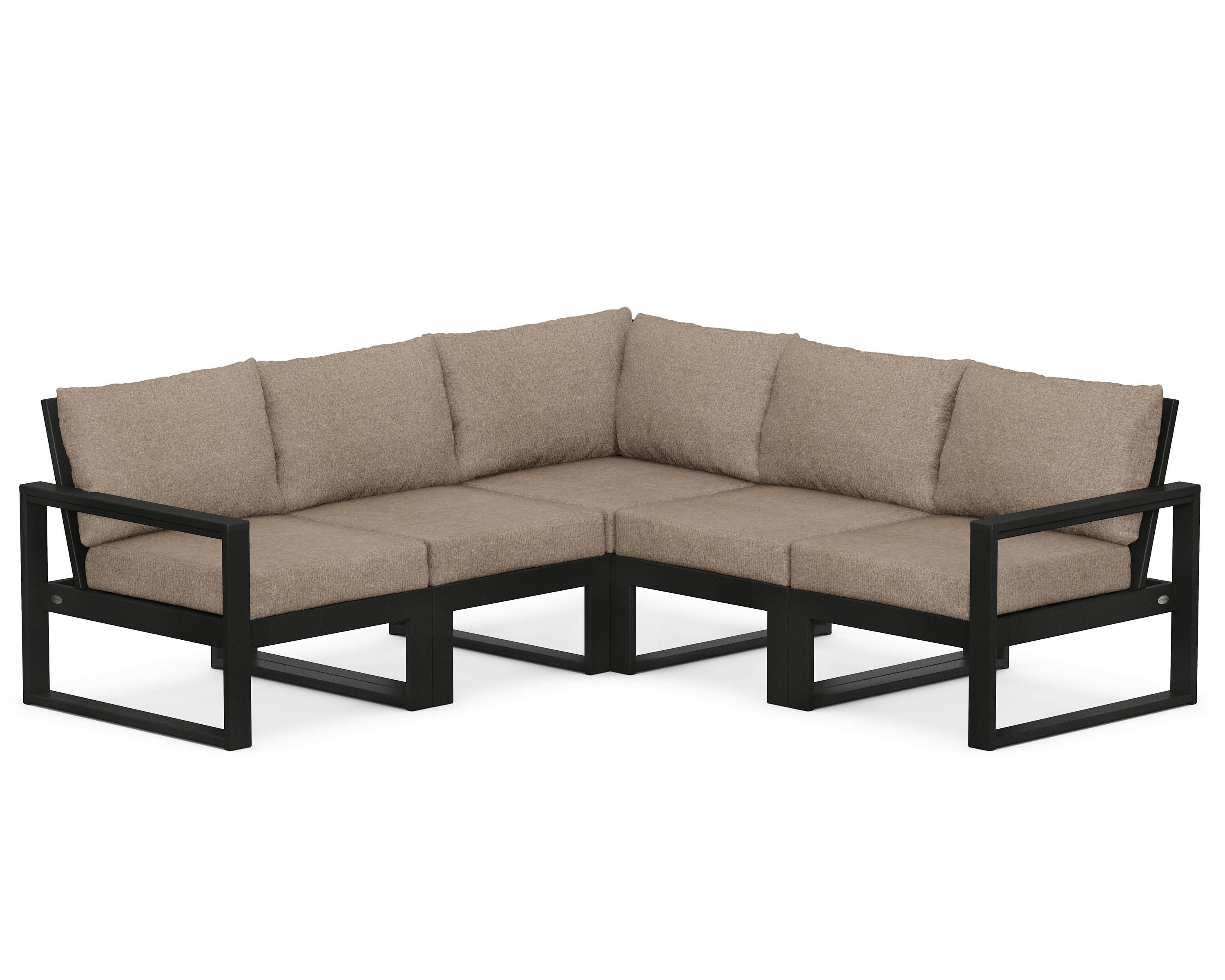 EDGE 5-Piece Modular Deep Seating Set in Black / Spiced Burlap