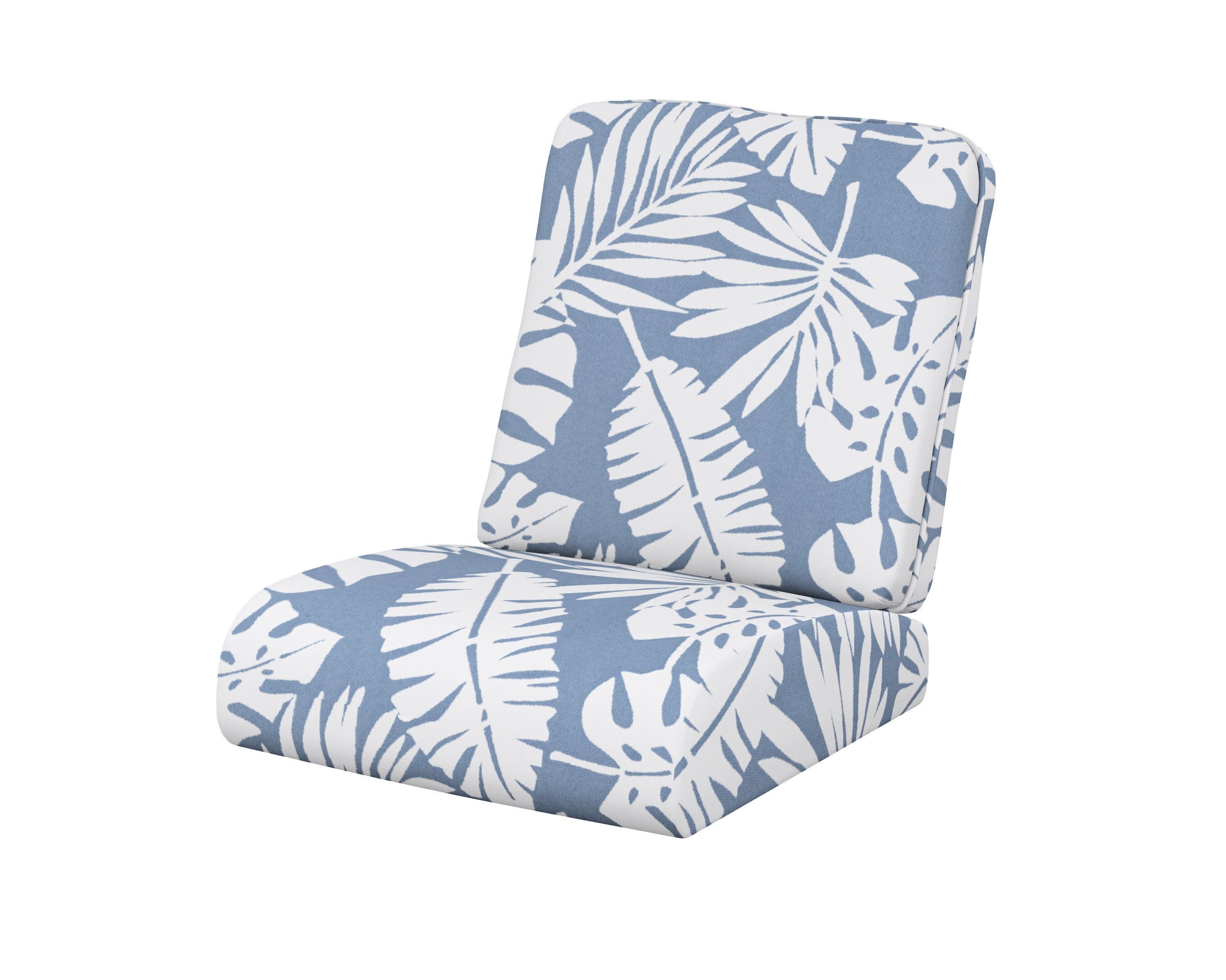 Club Seat/Back Cushion in Leaf Sky Blue