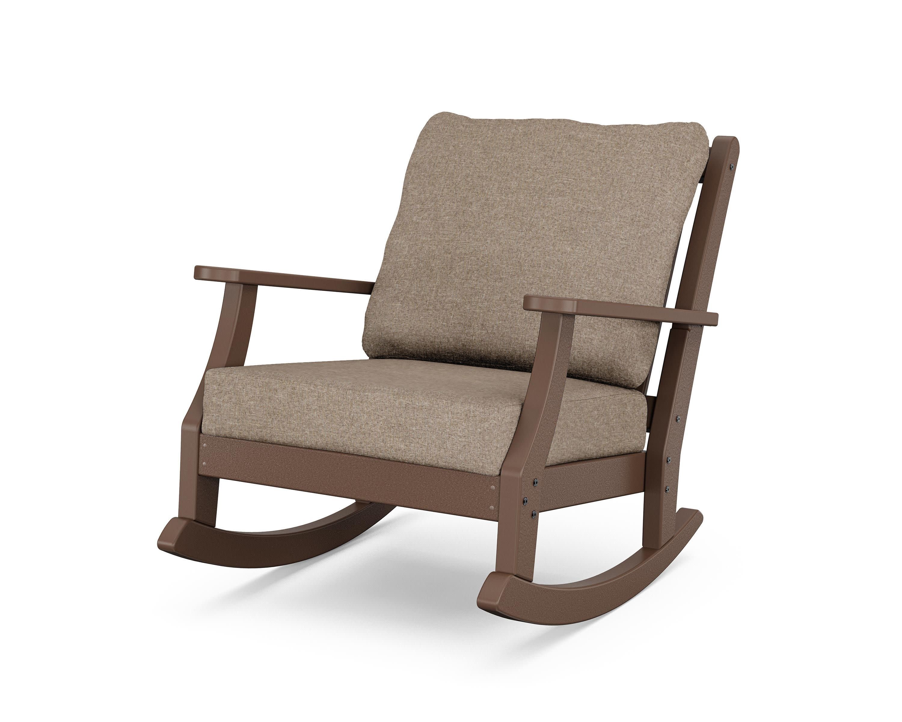 Wovendale Deep Seating Rocking Chair in Mahogany / Spiced Burlap