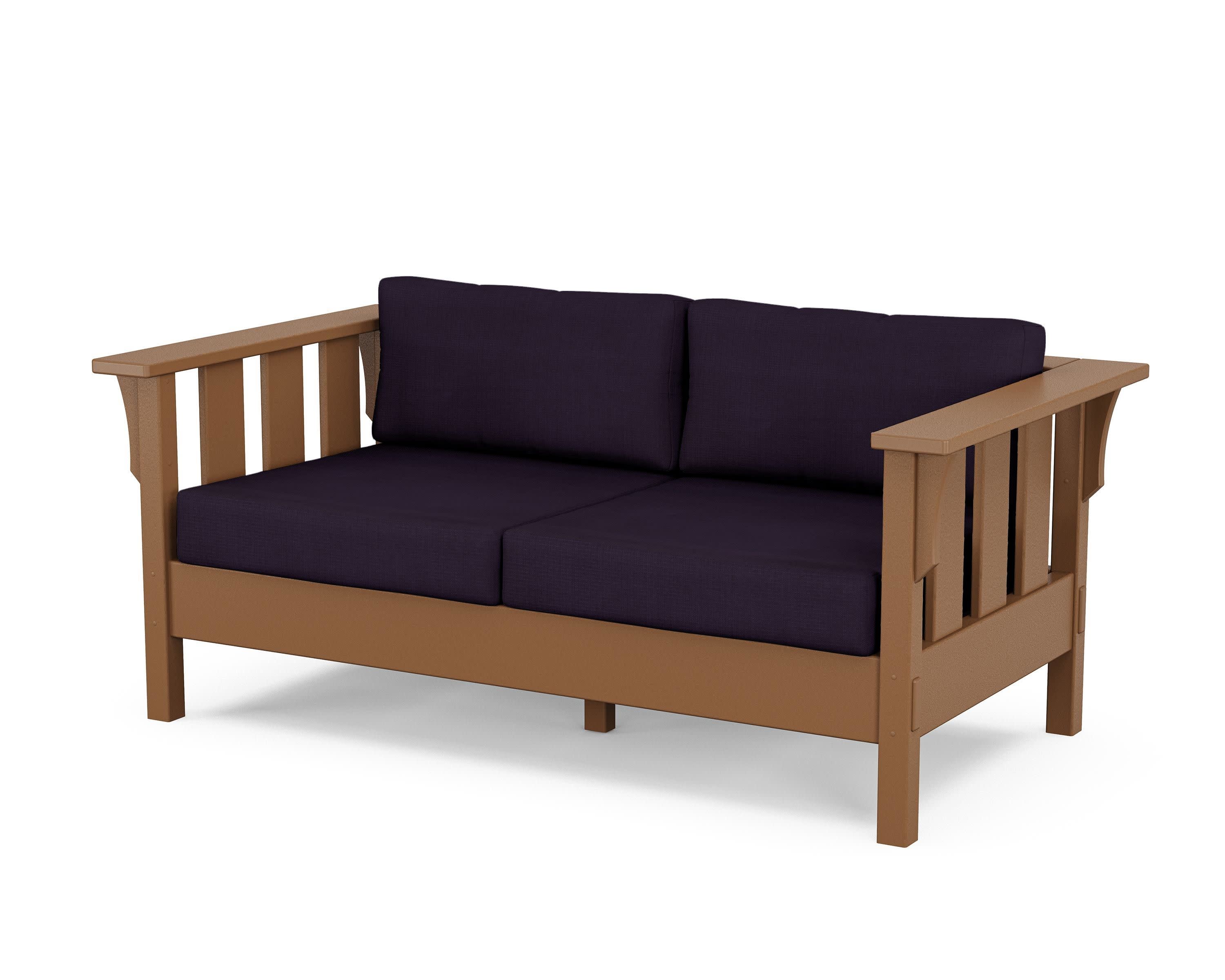 Acadia Deep Seating Loveseat in Teak / Navy Linen