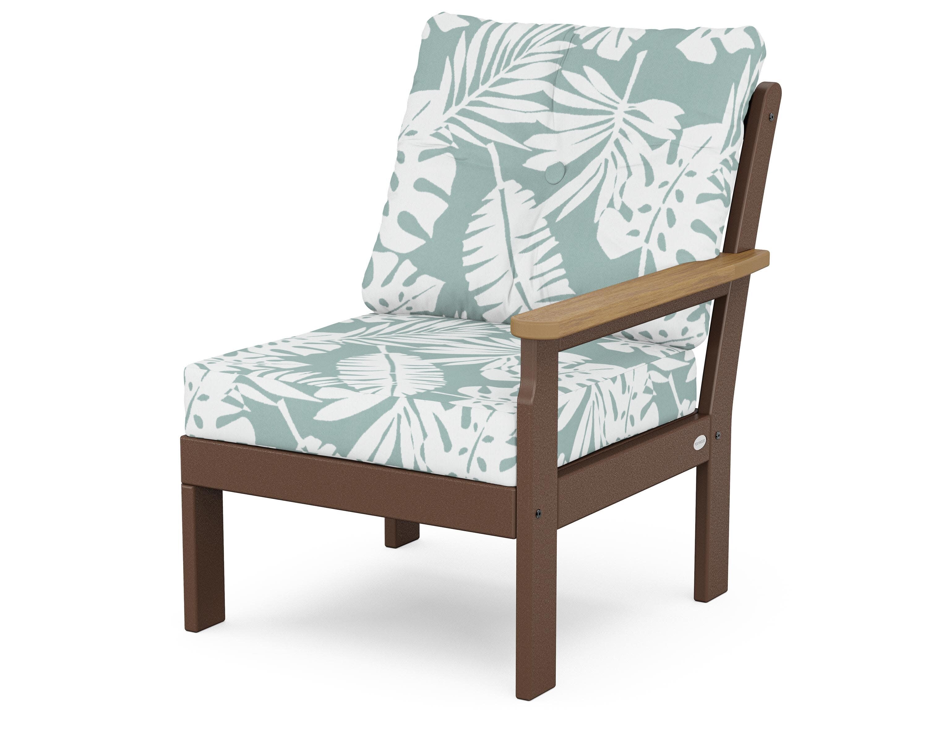 Vineyard Modular Right Arm Chair in Mahogany / Natural / Leaf Glacier Spa