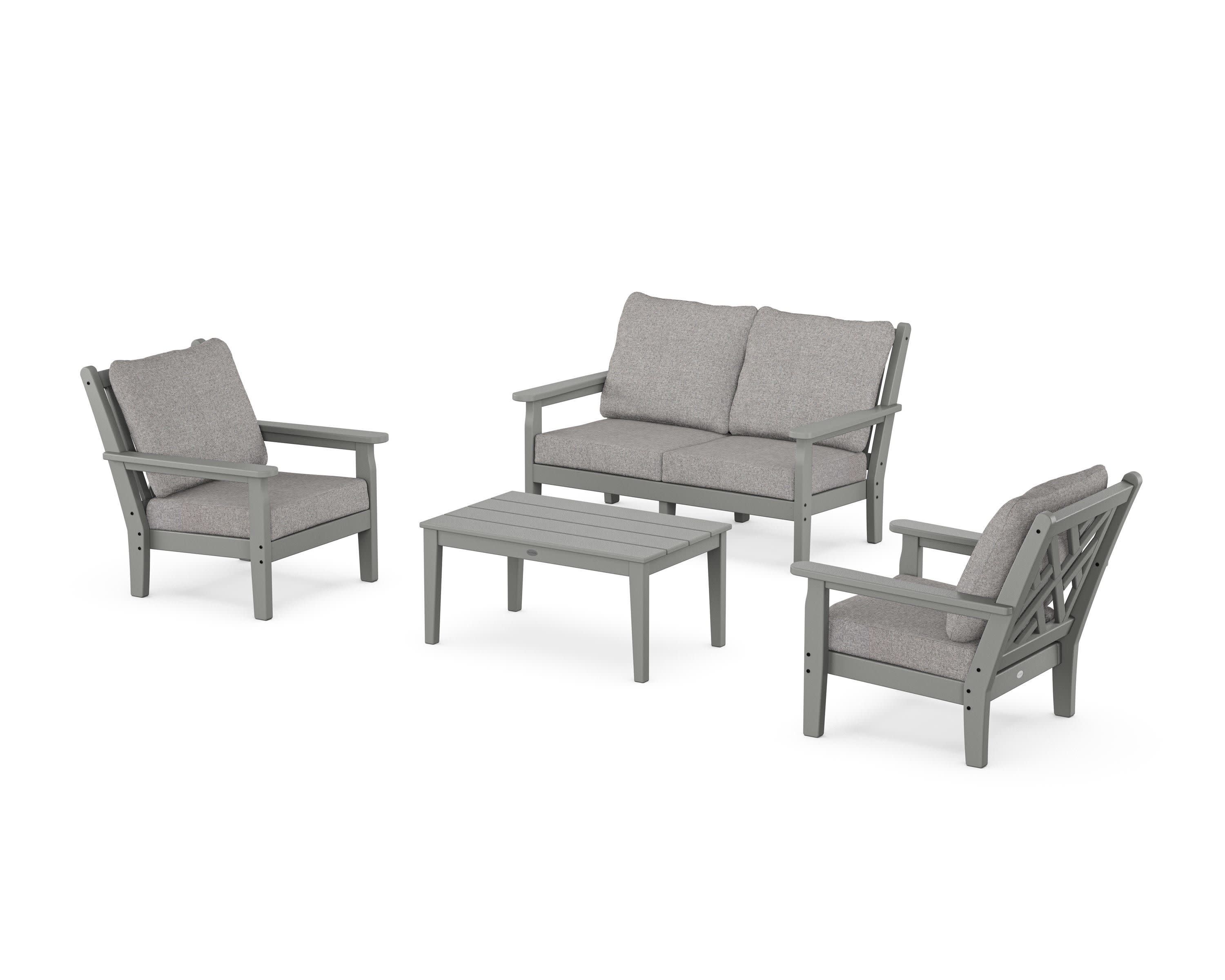 Chippendale 4-Piece Deep Seating Set with Loveseat in Slate Grey / Grey Mist