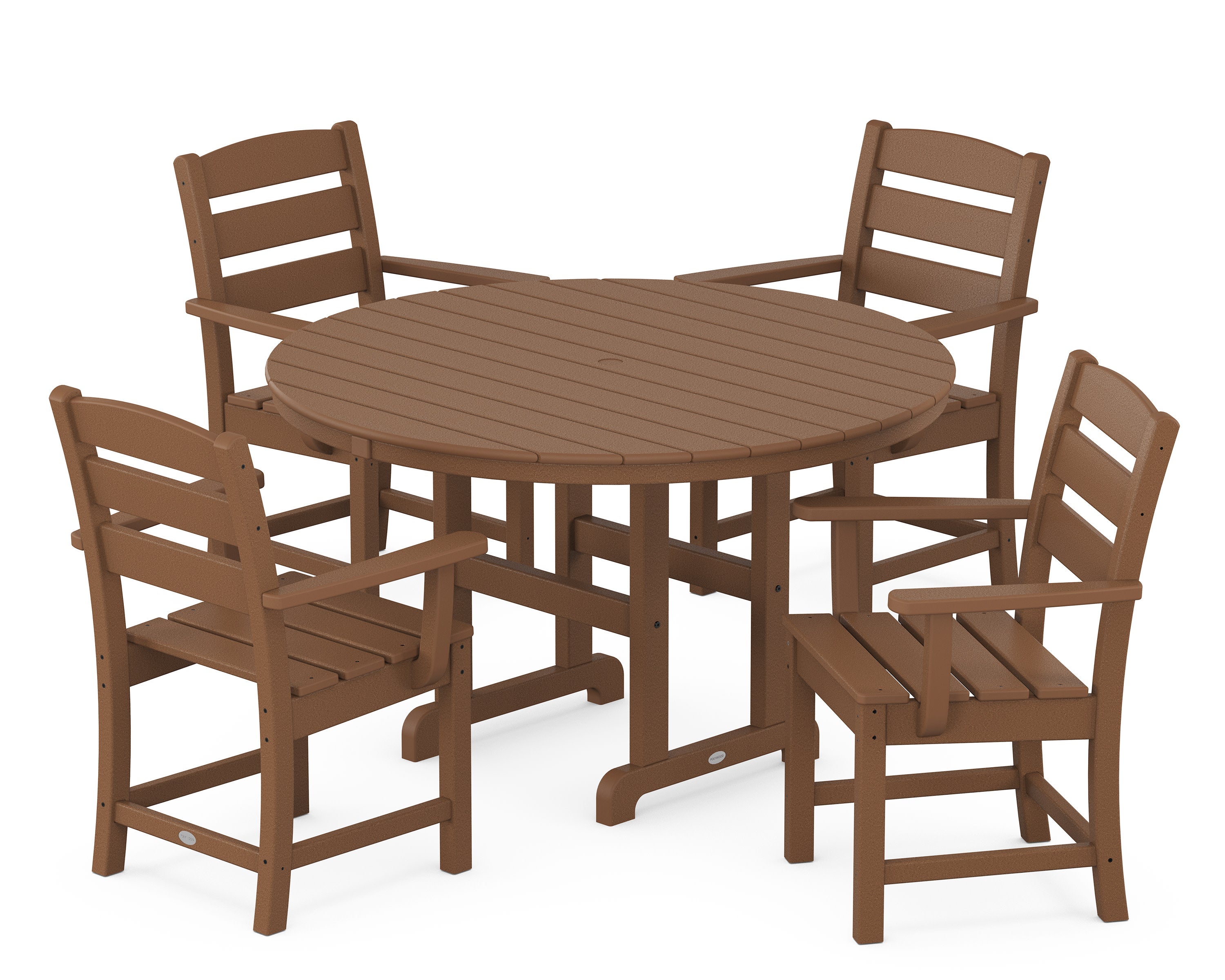 Lakeside 5-Piece Round Farmhouse Dining Set in Teak