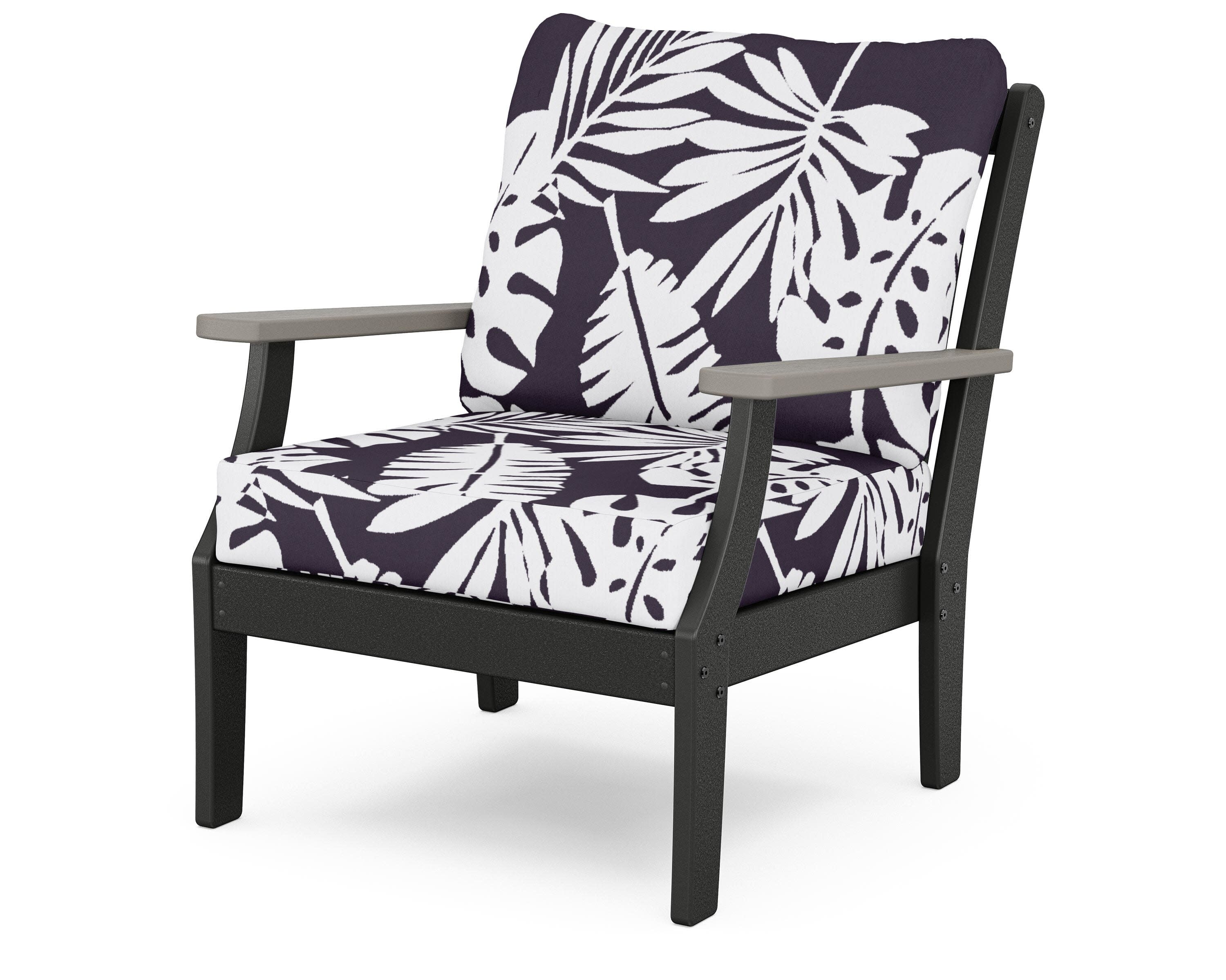 Braxton Deep Seating Chair in Black / Driftwood / Leaf Navy