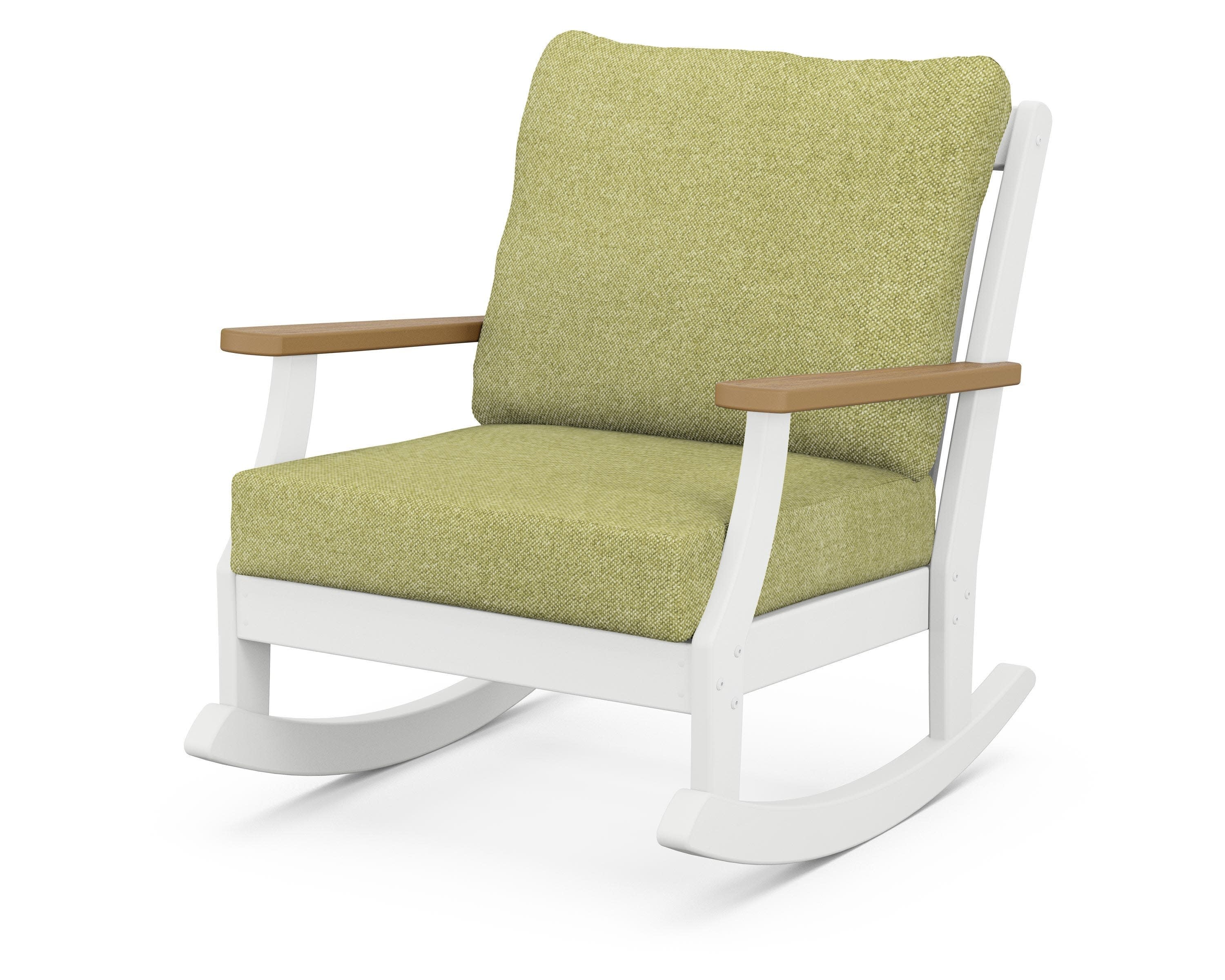 Braxton Deep Seating Rocking Chair in White / Natural / Chartreuse Boucle