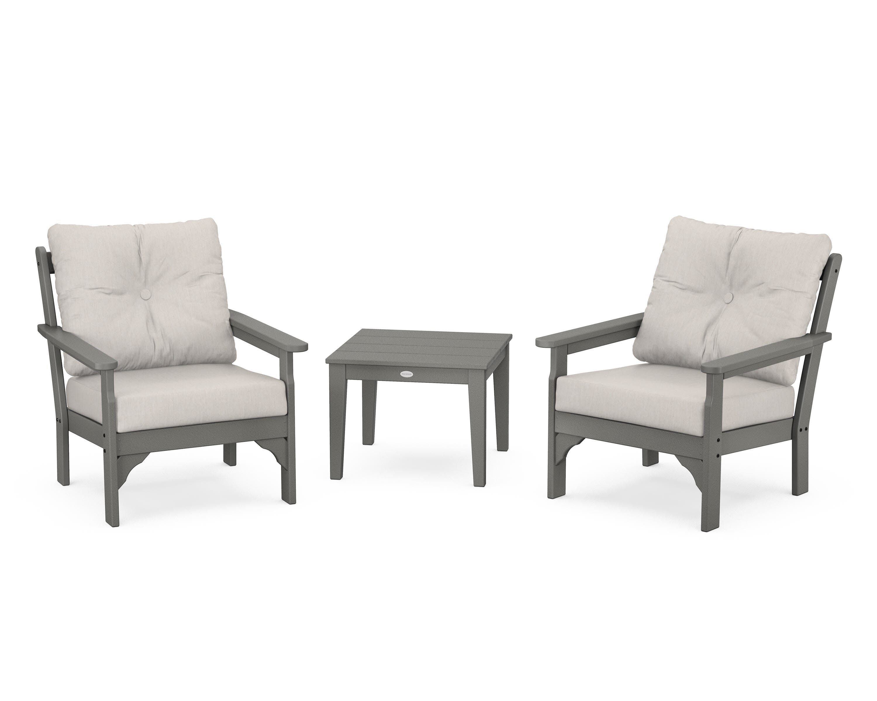 Vineyard 3-Piece Deep Seating Set in Slate Grey / Cast Ash